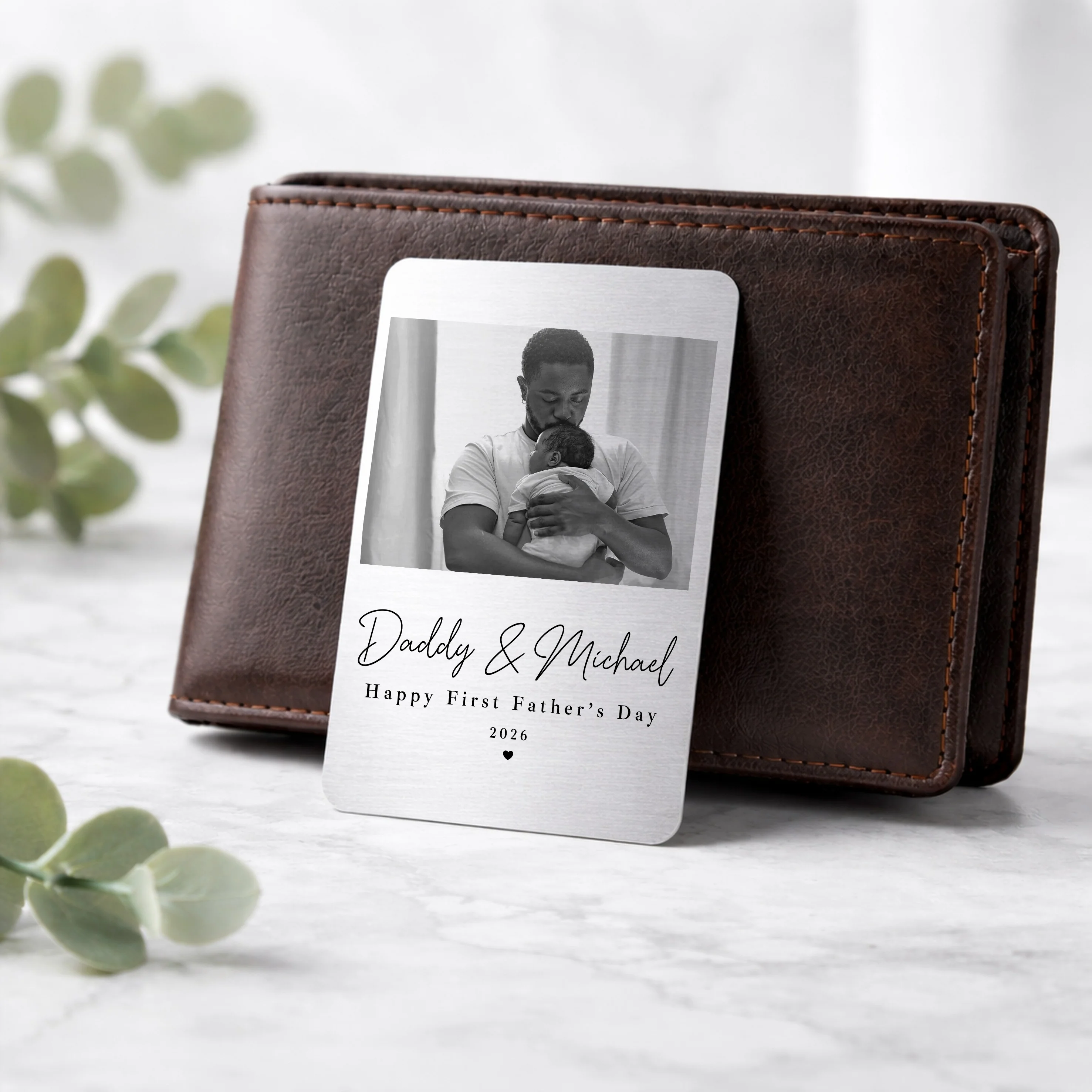 Personalised Photo Happy 1st Father's Day Daddy Wallet Card - Image 2