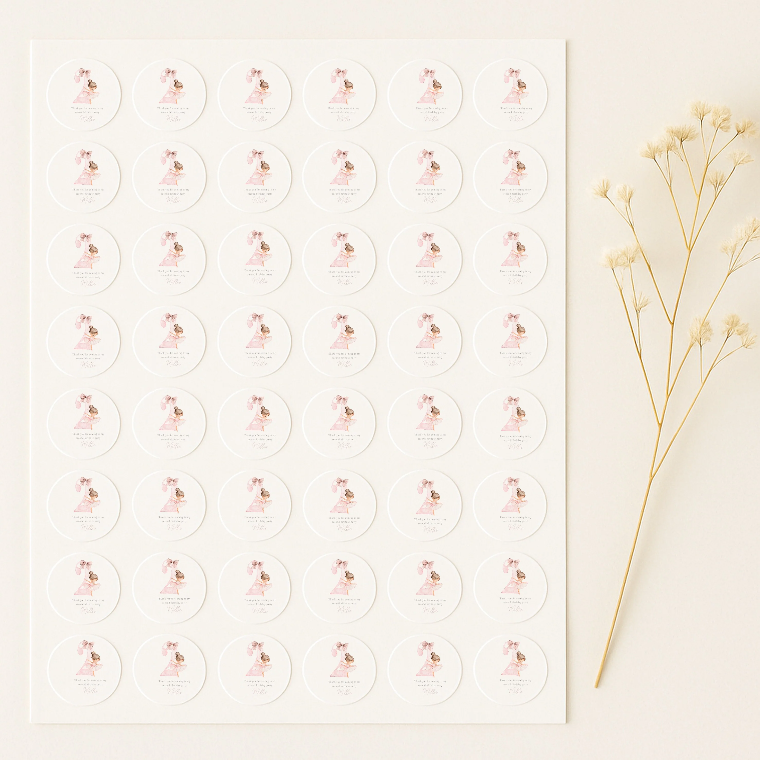 Personalised Pink Ballerina Birthday Stickers - Image 4