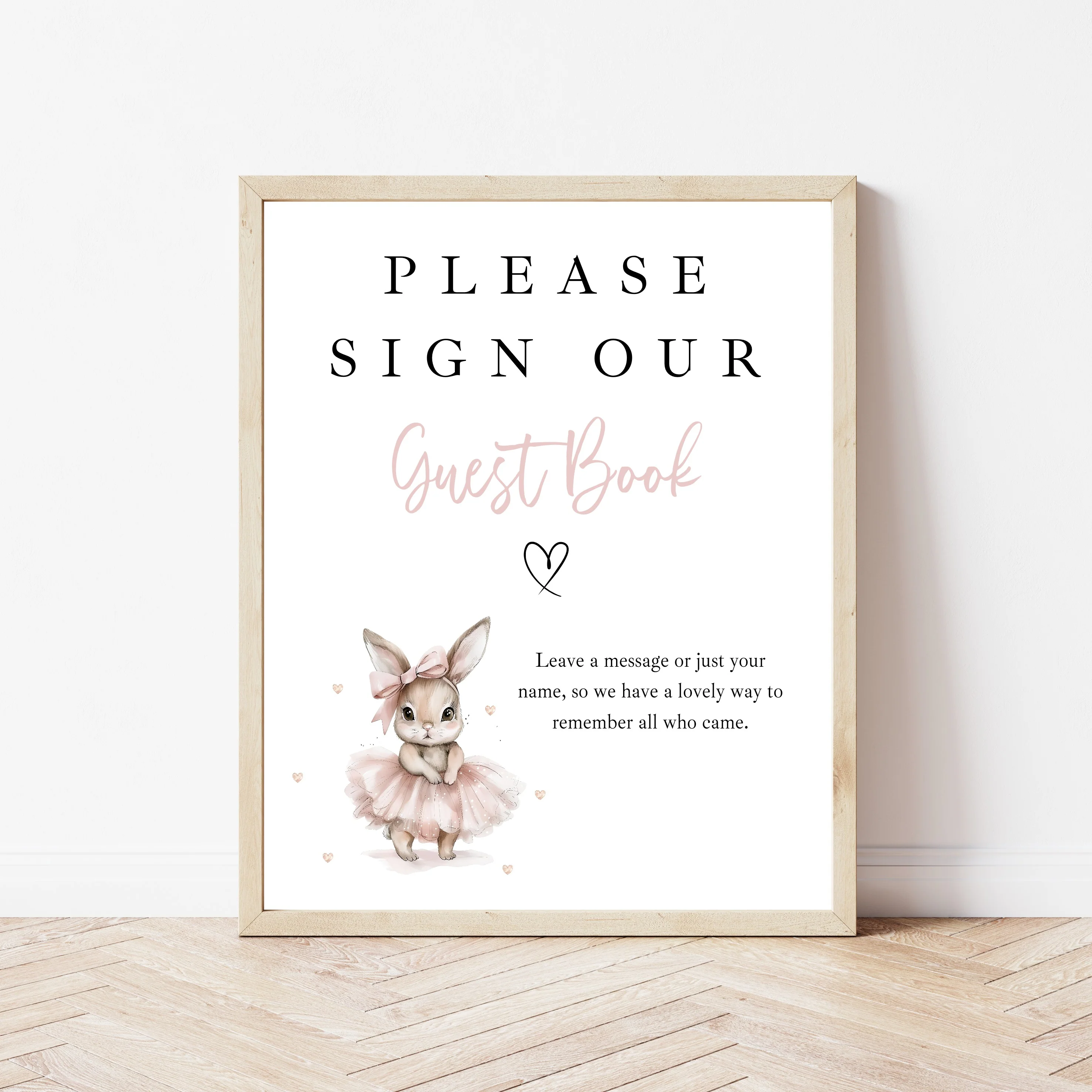Personalised Pink Ballerina Bunny Any Age Birthday Guest Book - Image 4