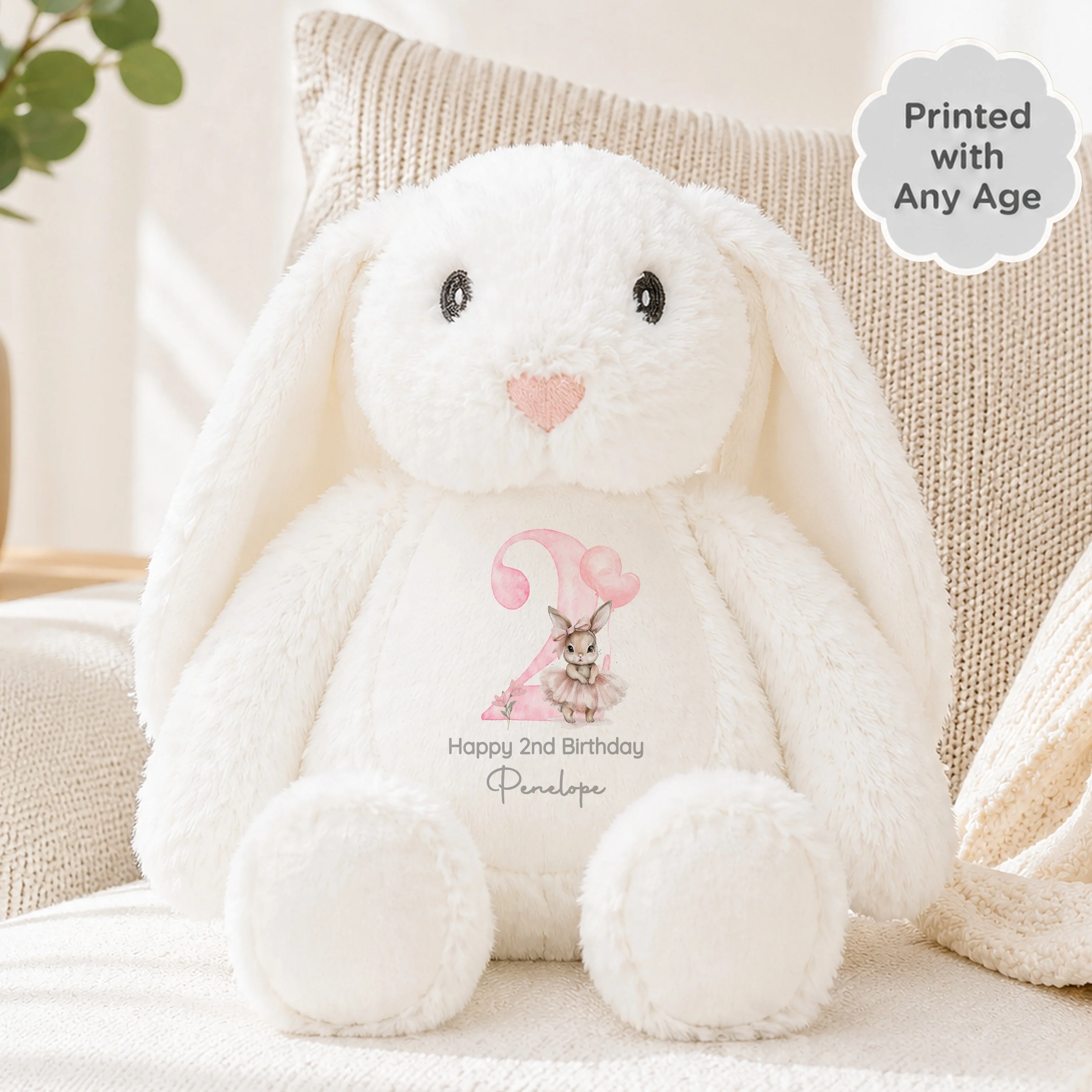 Personalised Pink Ballerina Bunny Any Age Birthday Rabbit