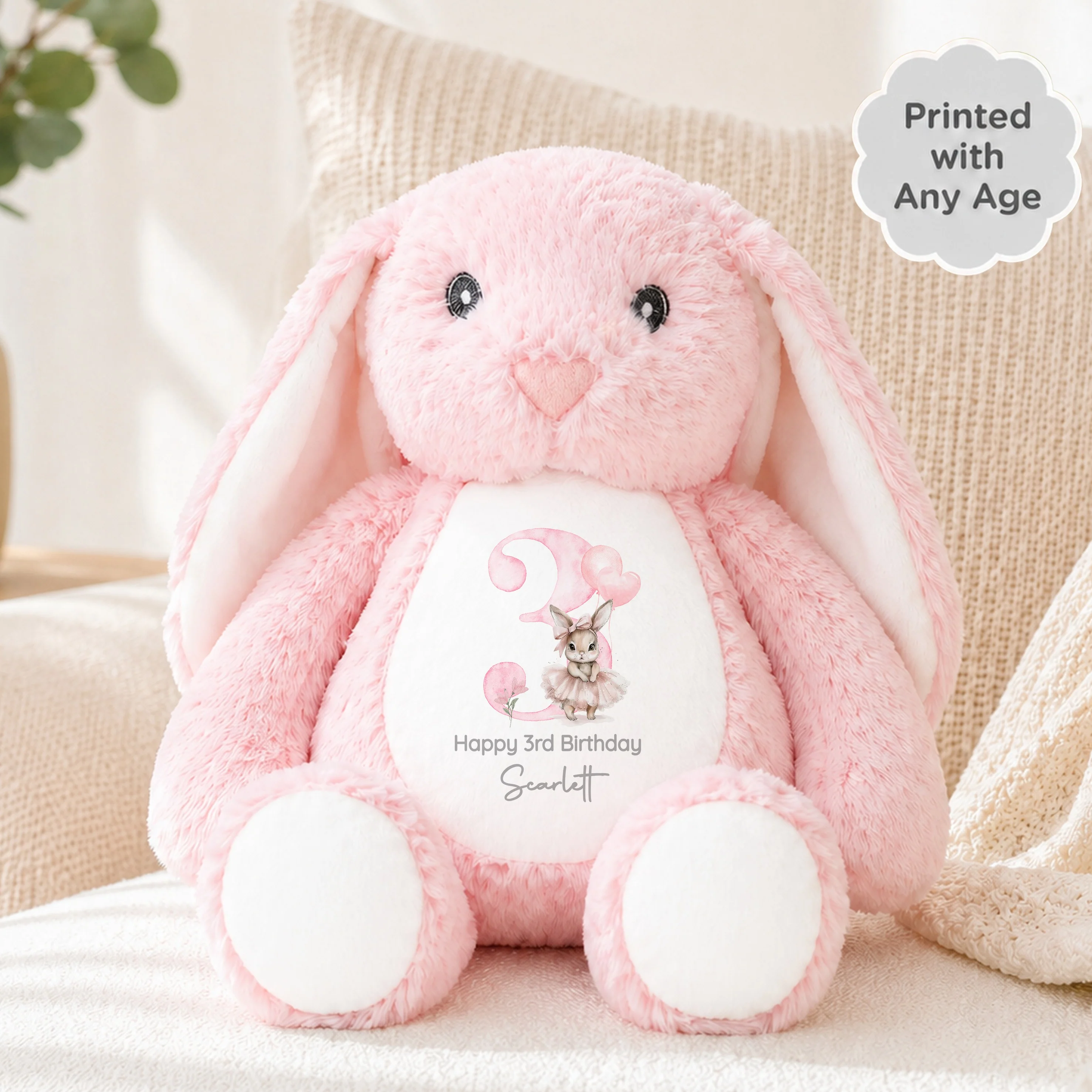 Personalised Pink Ballerina Bunny Any Age Birthday Rabbit - Image 3