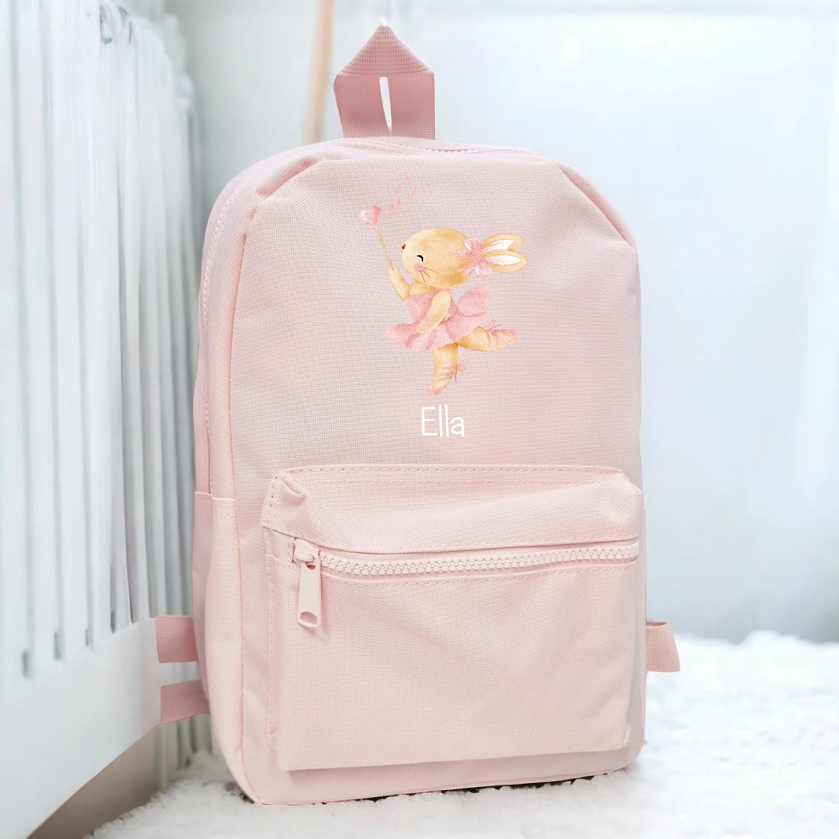 Personalised Pink Ballerina Bunny Backpack - Image 3