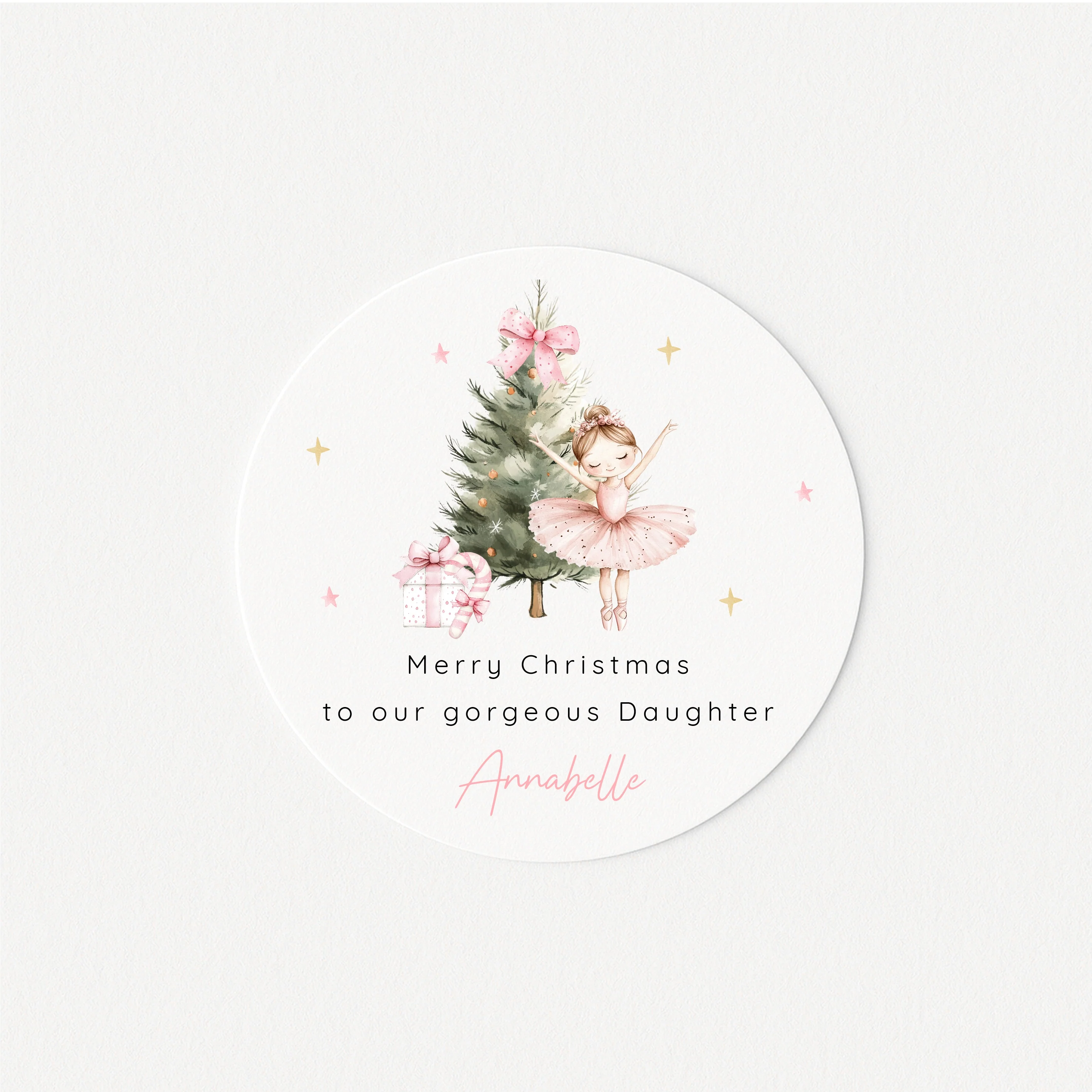Personalised Pink Ballerina Christmas Stickers - Image 3