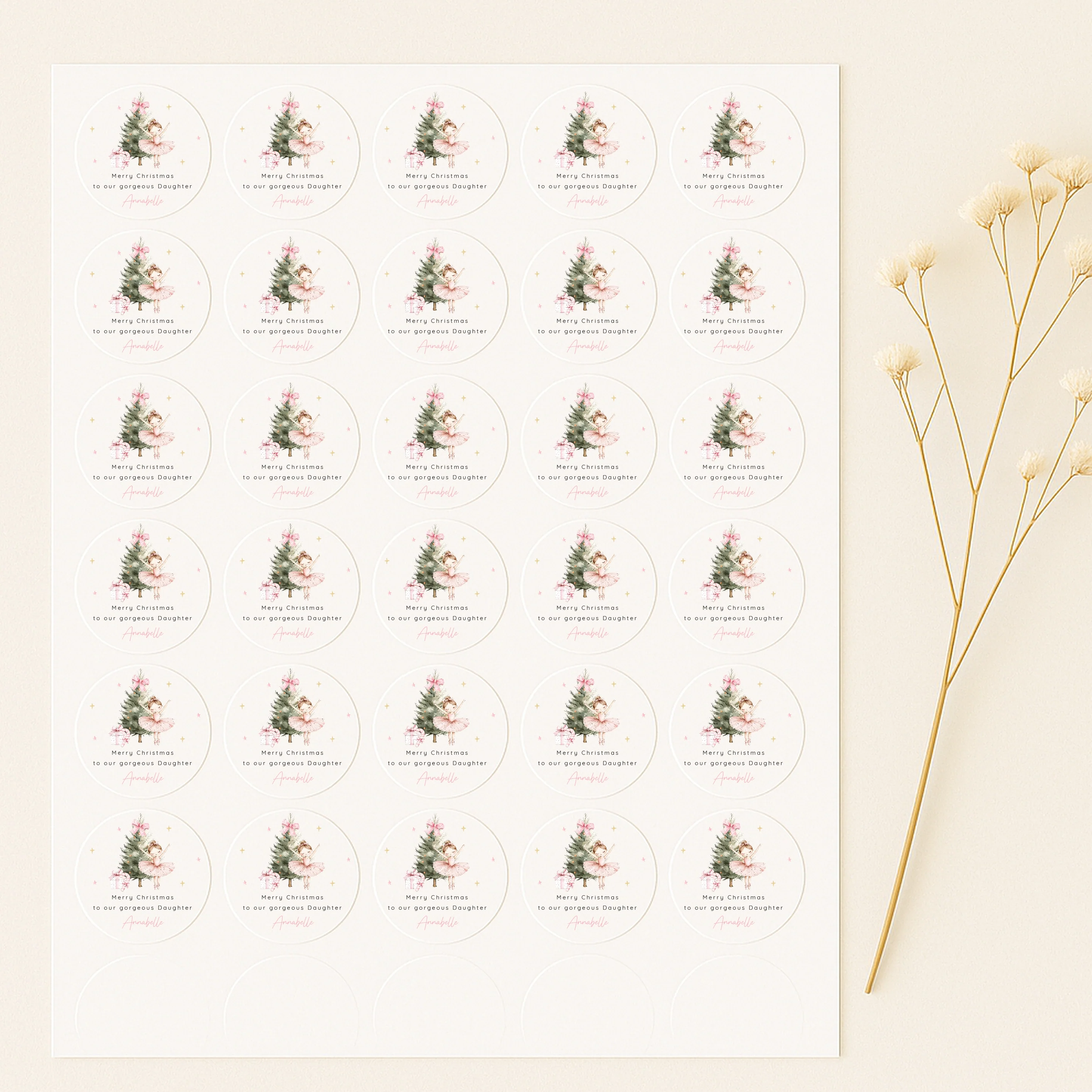 Personalised Pink Ballerina Christmas Stickers - Image 5