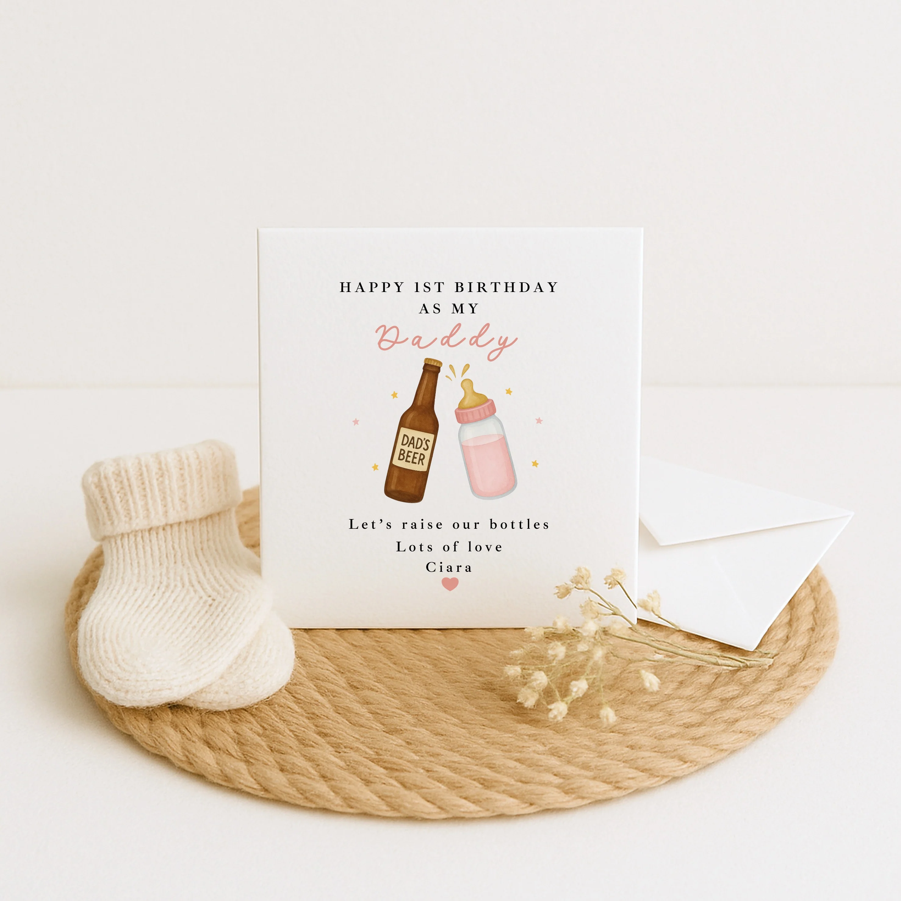 Personalised Pink Bottles Happy Birthday Daddy Card - Image 3