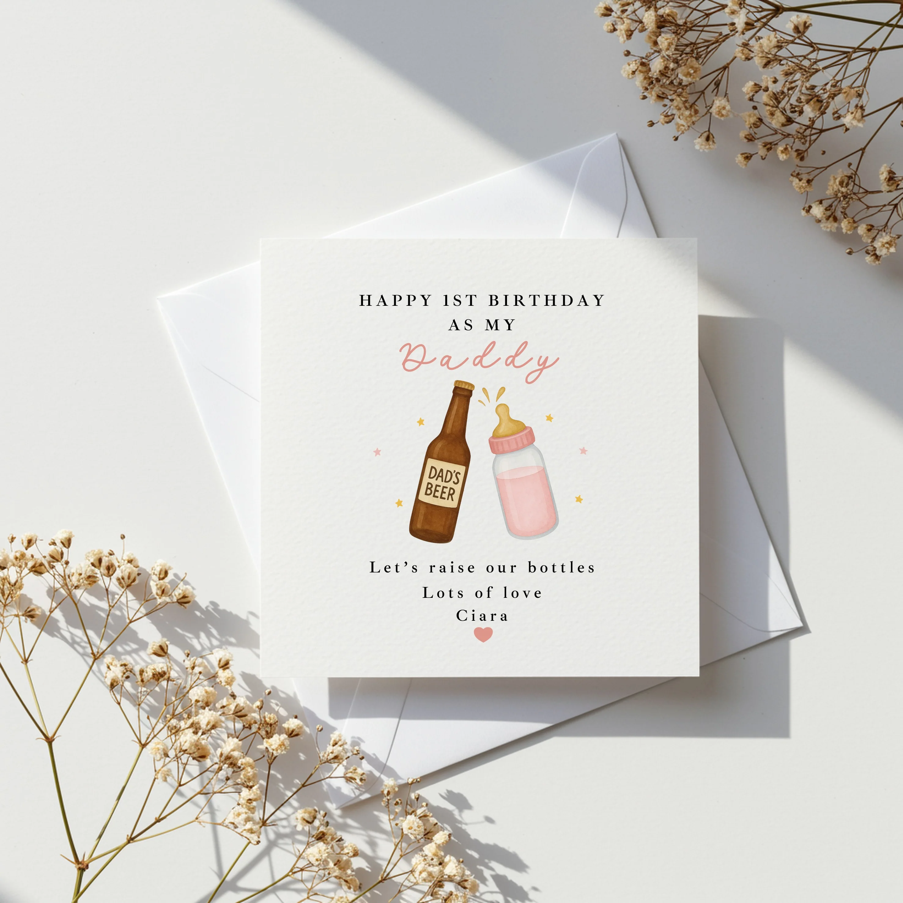 Personalised Pink Bottles Happy Birthday Daddy Card - Image 4