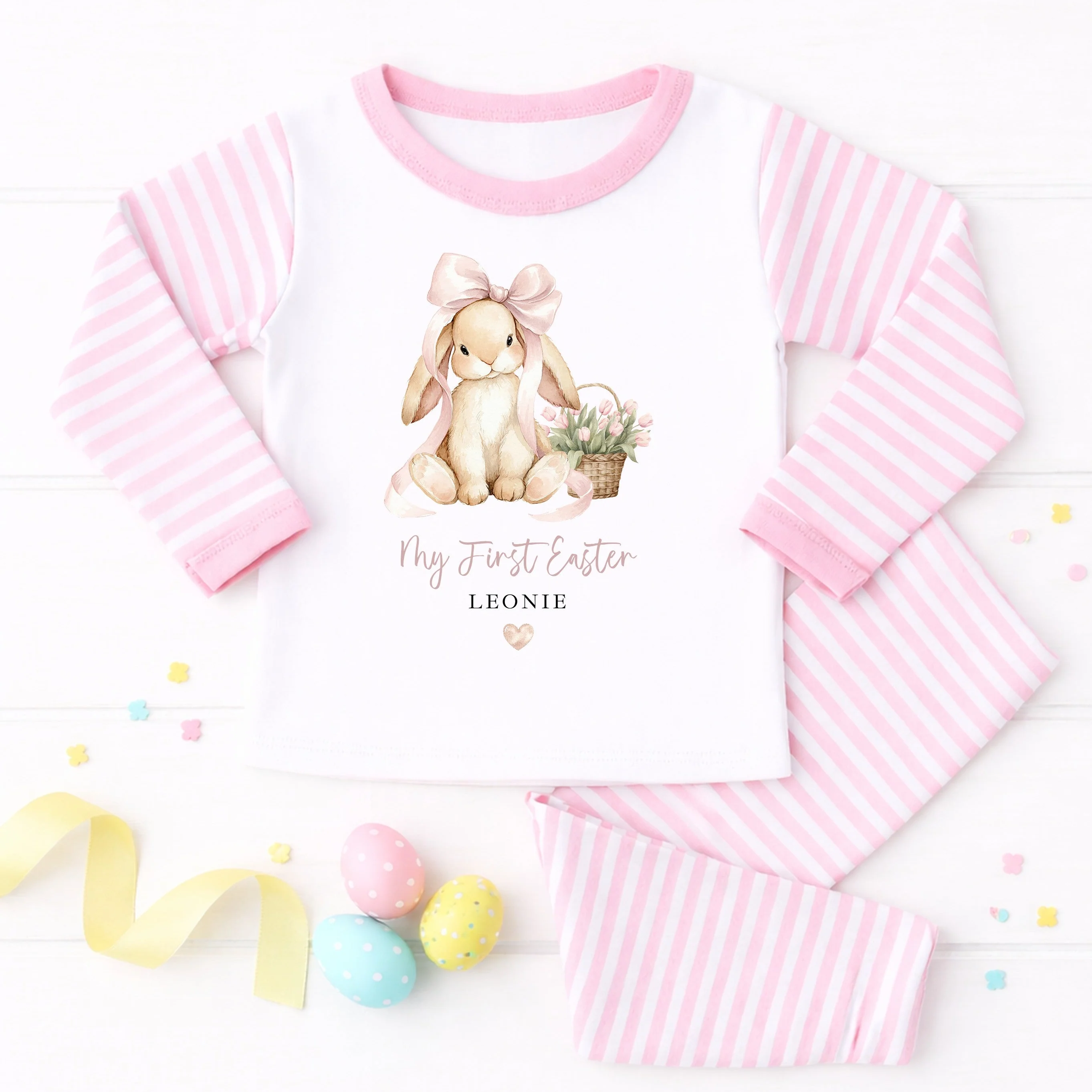 Personalised Pink Bow Bunny My First Easter Pyjamas