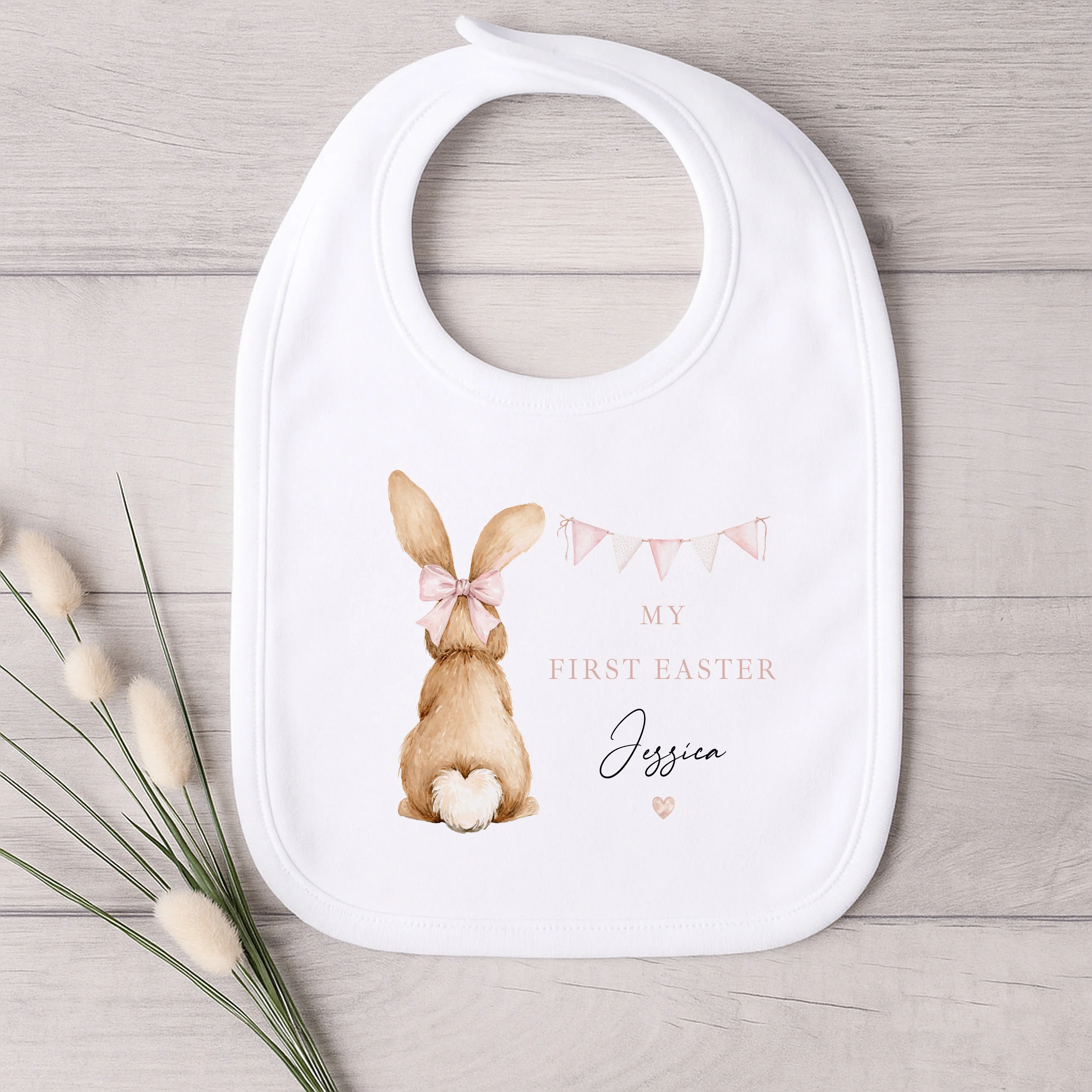 Personalised Pink Bunny Bunting My First Easter Baby Grow, Vest or Bib - Image 3