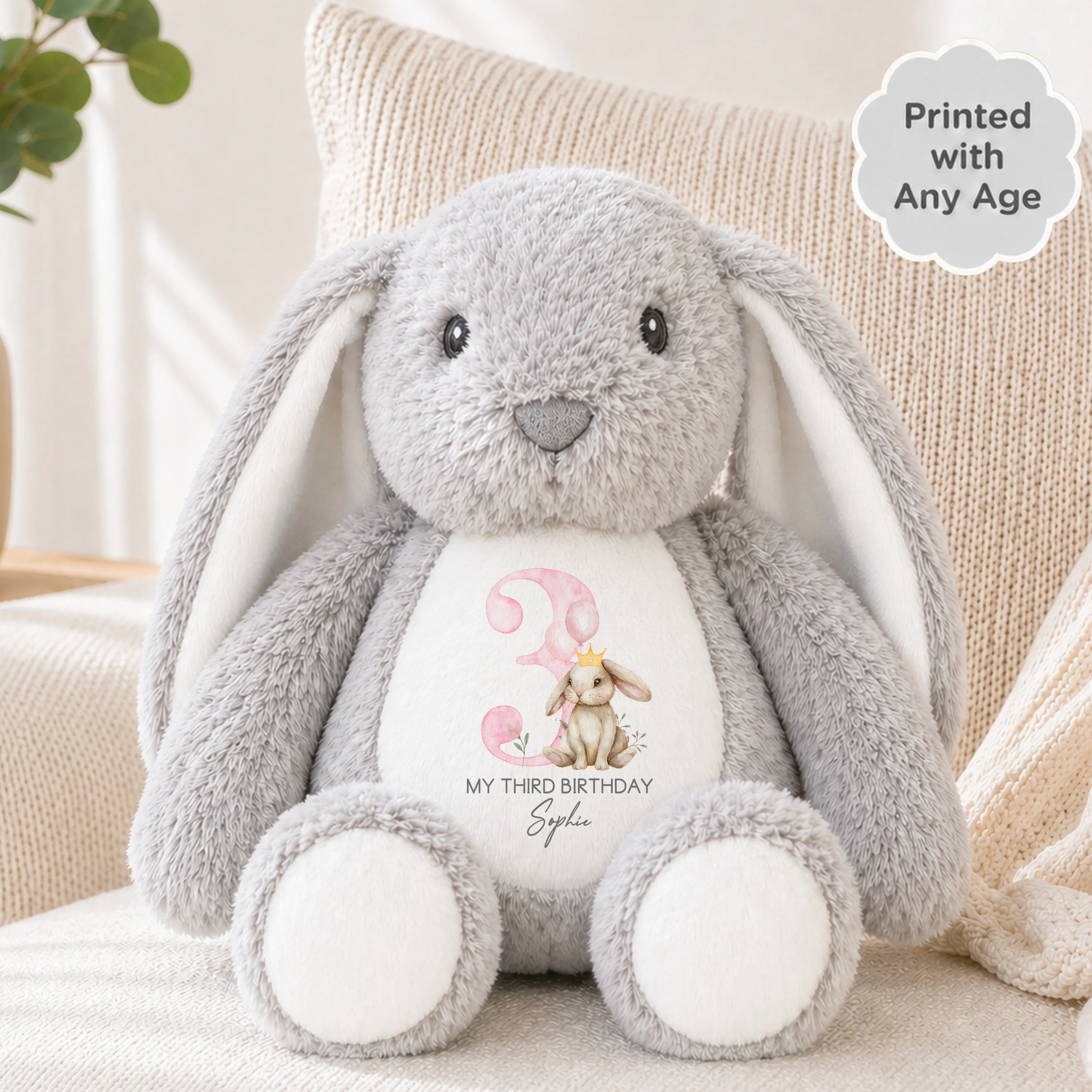 Personalised Pink Bunny Crown Any Age Birthday Rabbit - Image 3