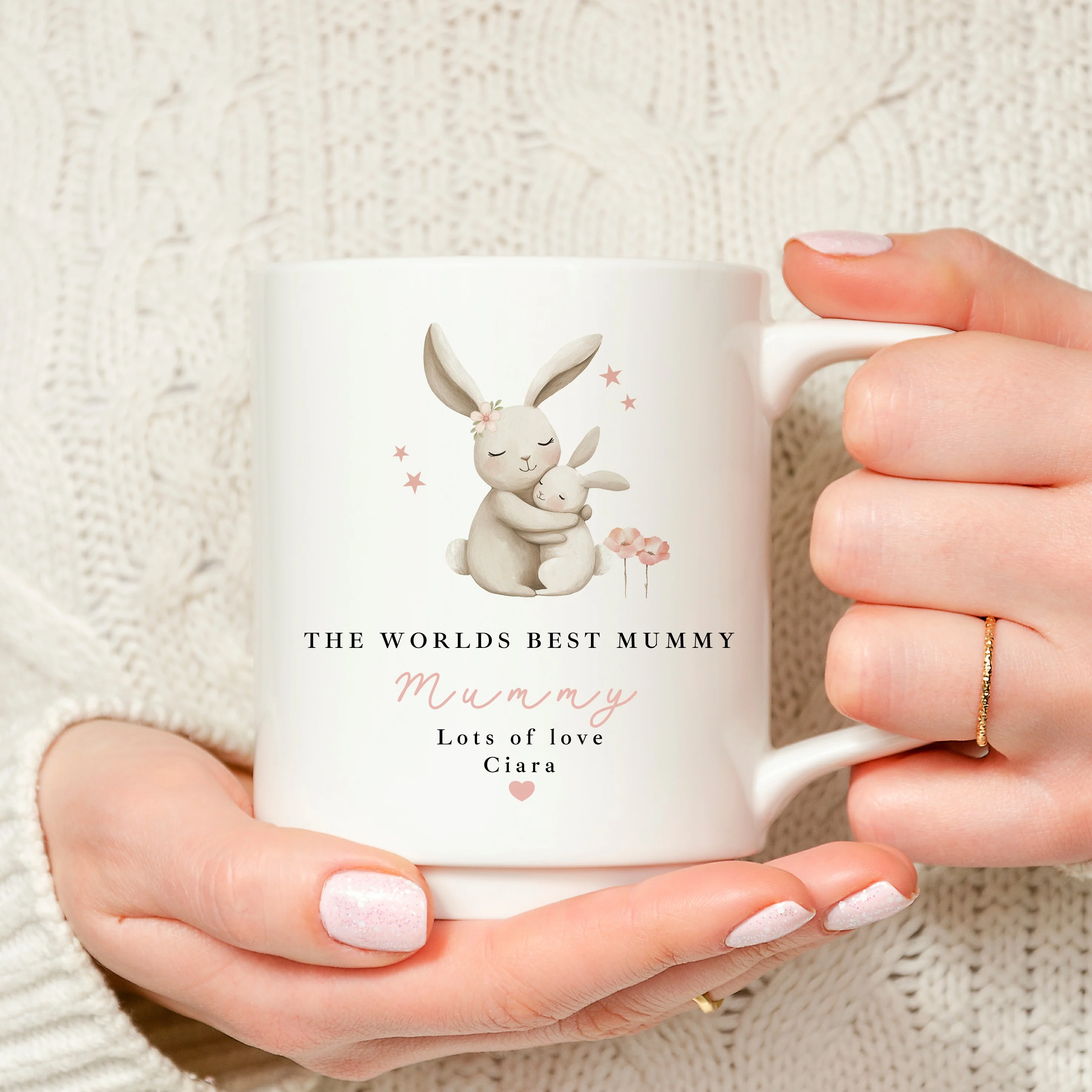 Personalised Pink Bunny World's Best Mummy Mug - Image 3