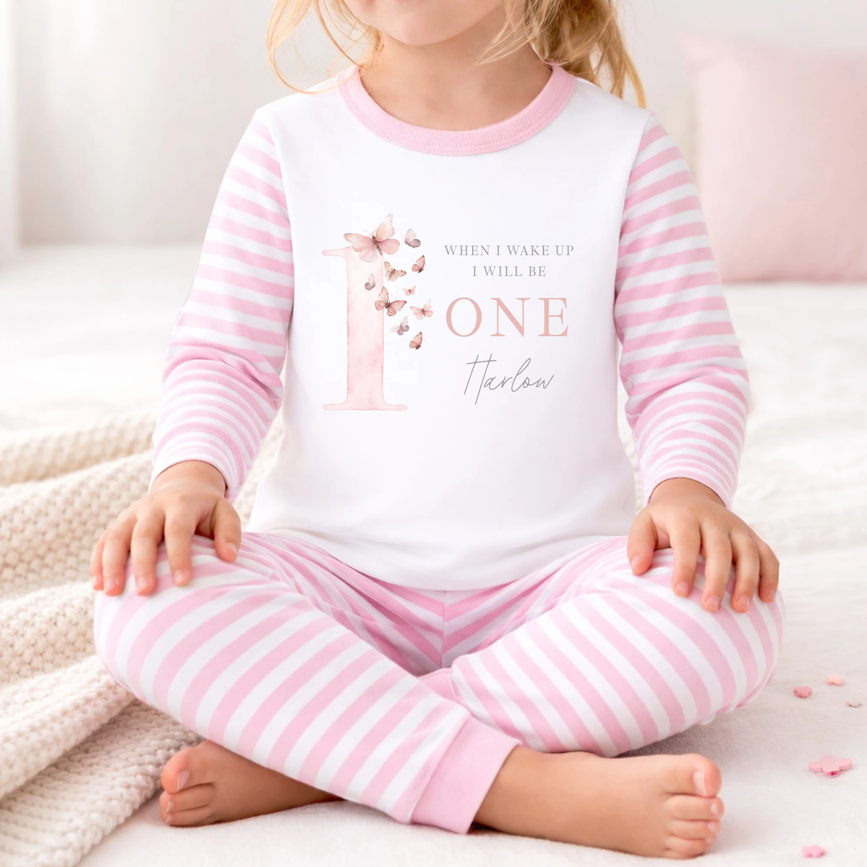 Personalised Pink Butterfly First Birthday Pyjamas - Image 6