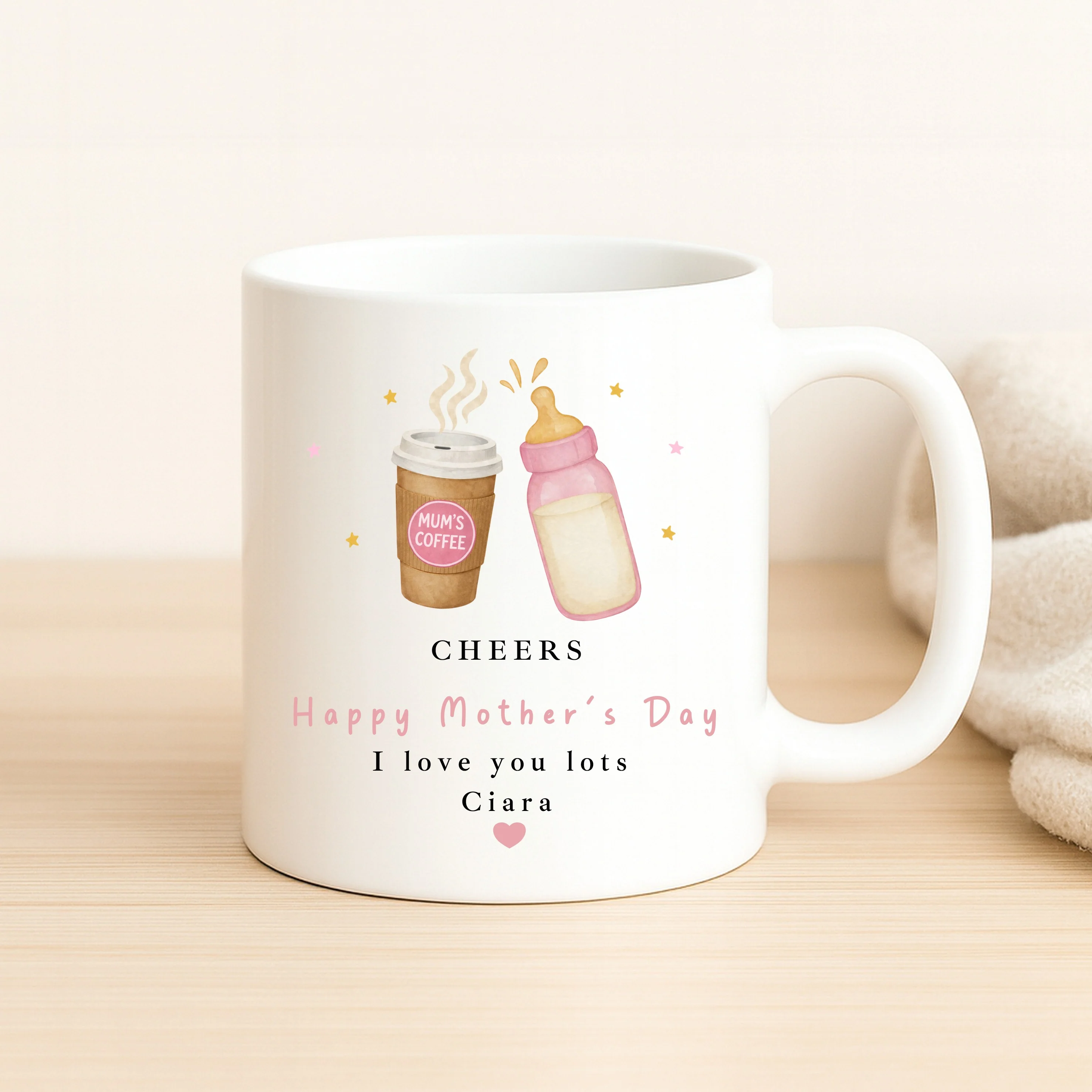Personalised Pink Cheers Happy Mother's Day Mug