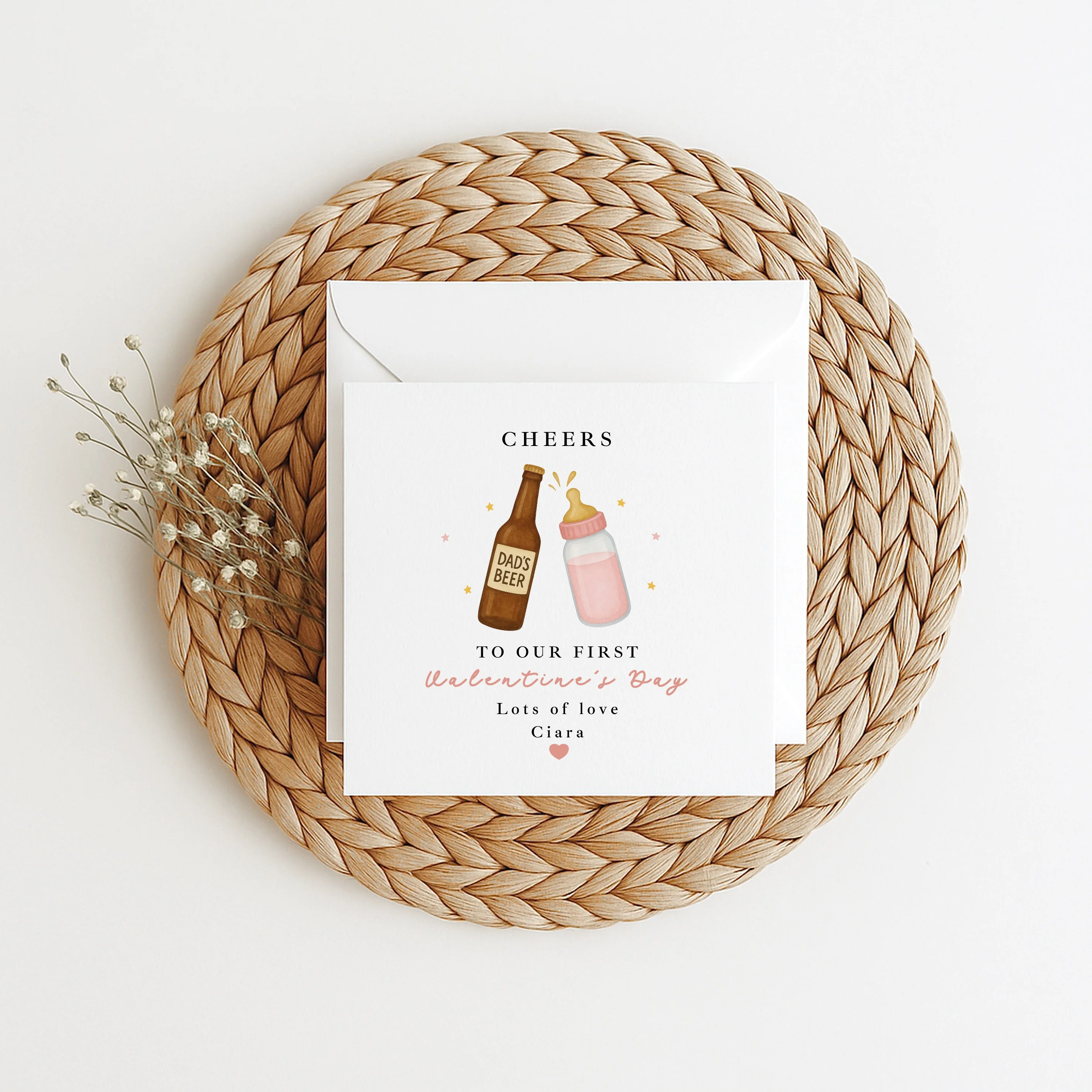 Personalised Pink Cheers Our First Valentine's Day Card - Image 2