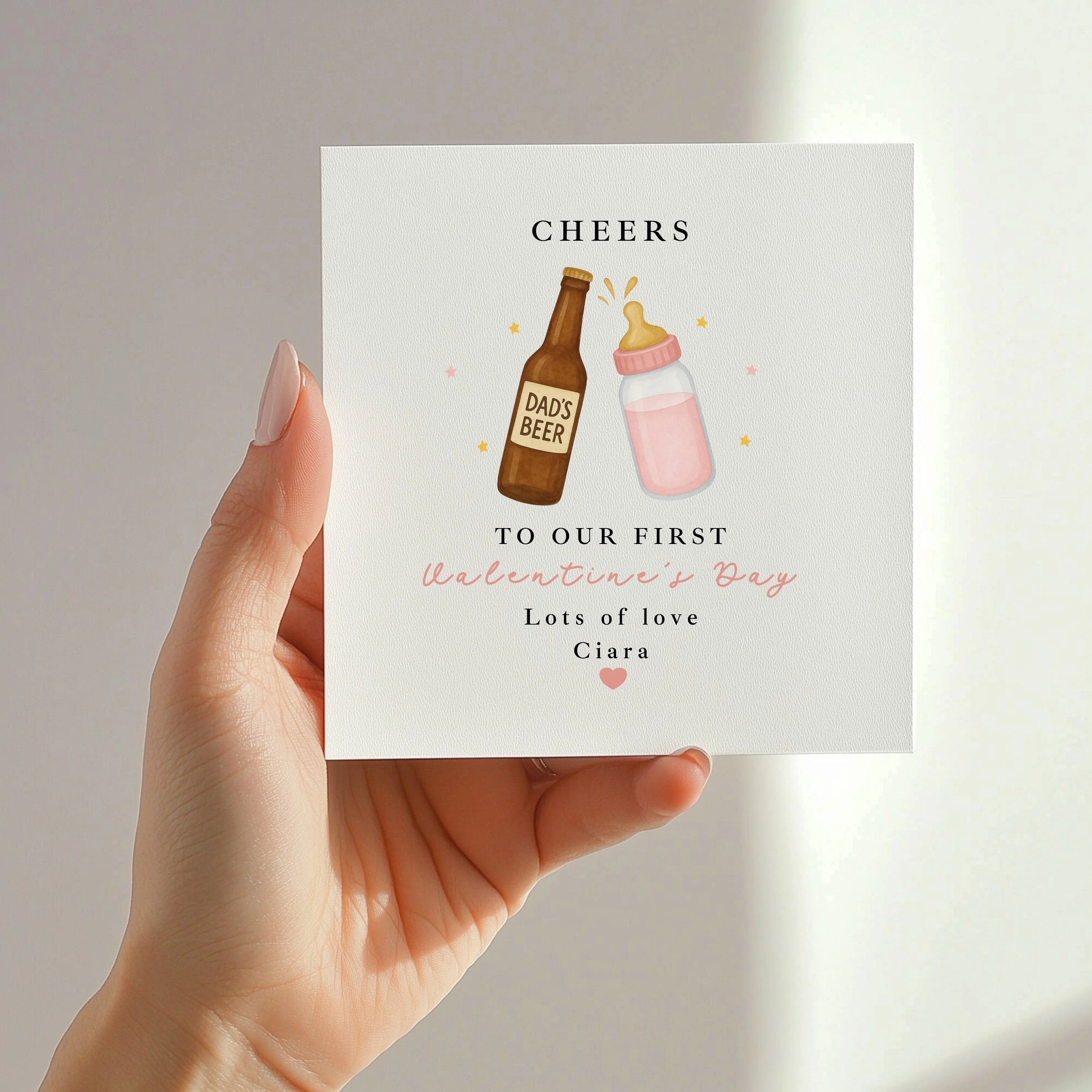Personalised Pink Cheers Our First Valentine's Day Card - Image 4