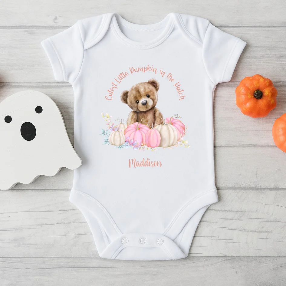 Personalised Pink Cutest Pumpkin Babygrow/Vest/Bib - Image 2