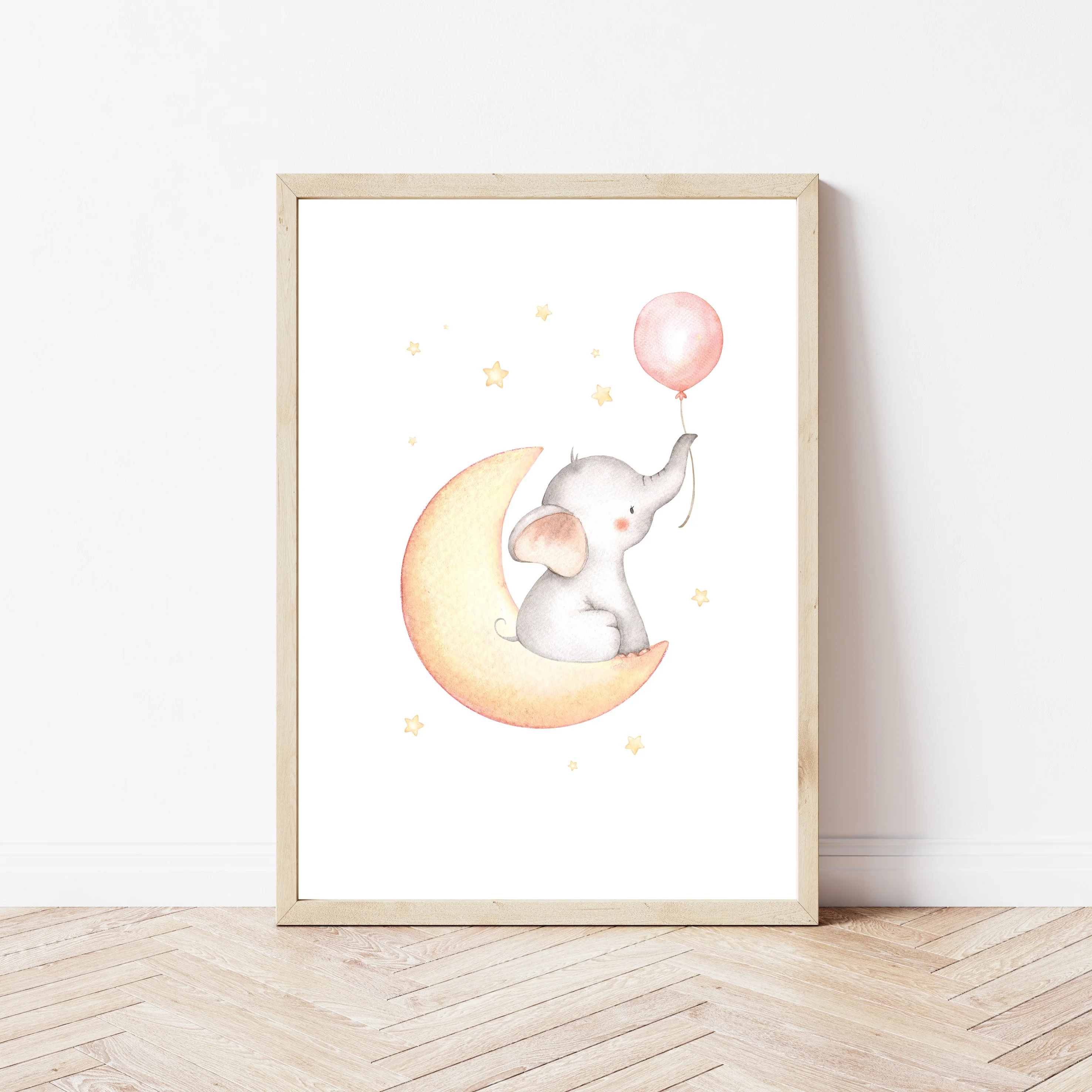 Personalised Pink Elephant Birth Stats Set of 3 Wall Art - Image 5