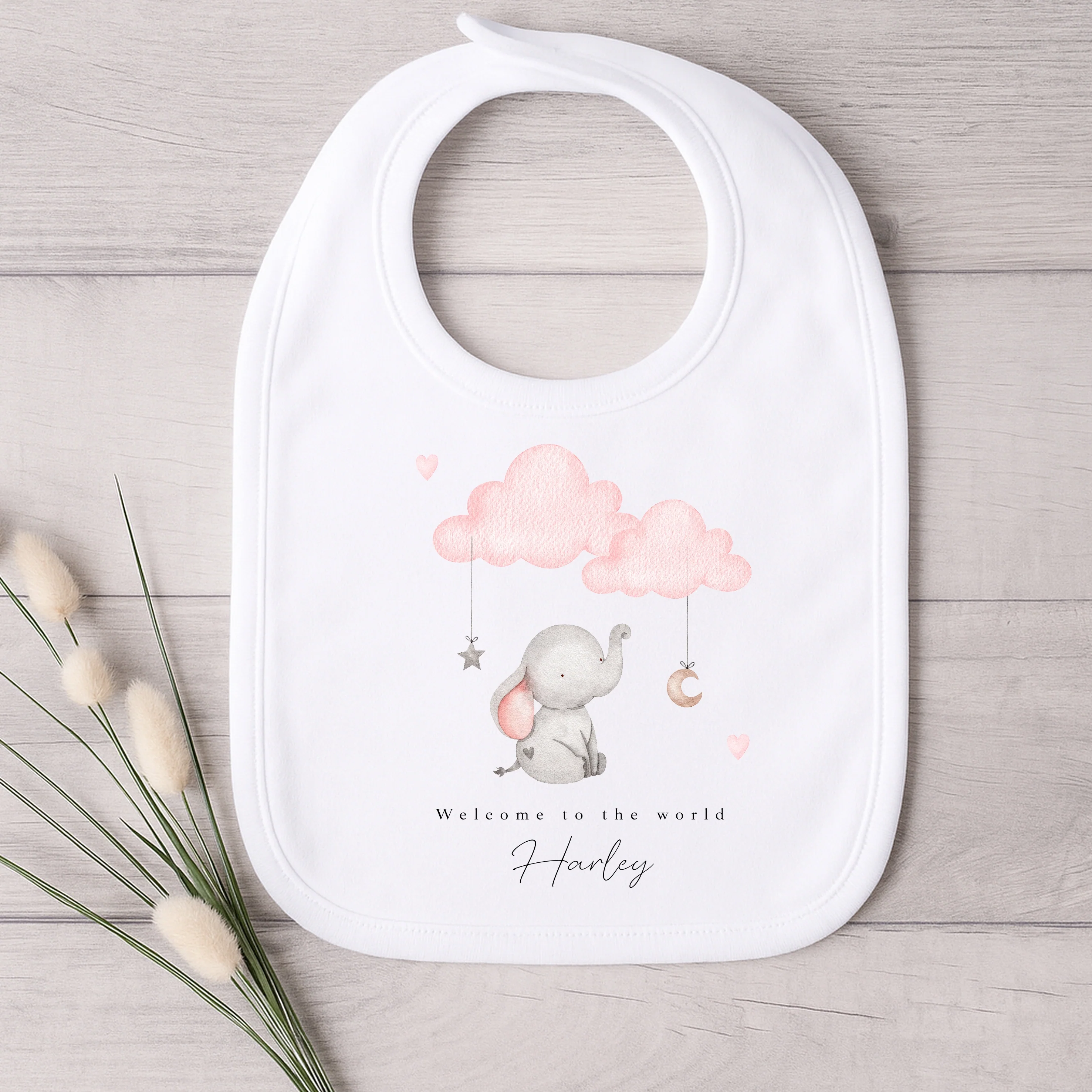 Personalised Pink Elephant Clouds Babygrow/Vest - Image 3