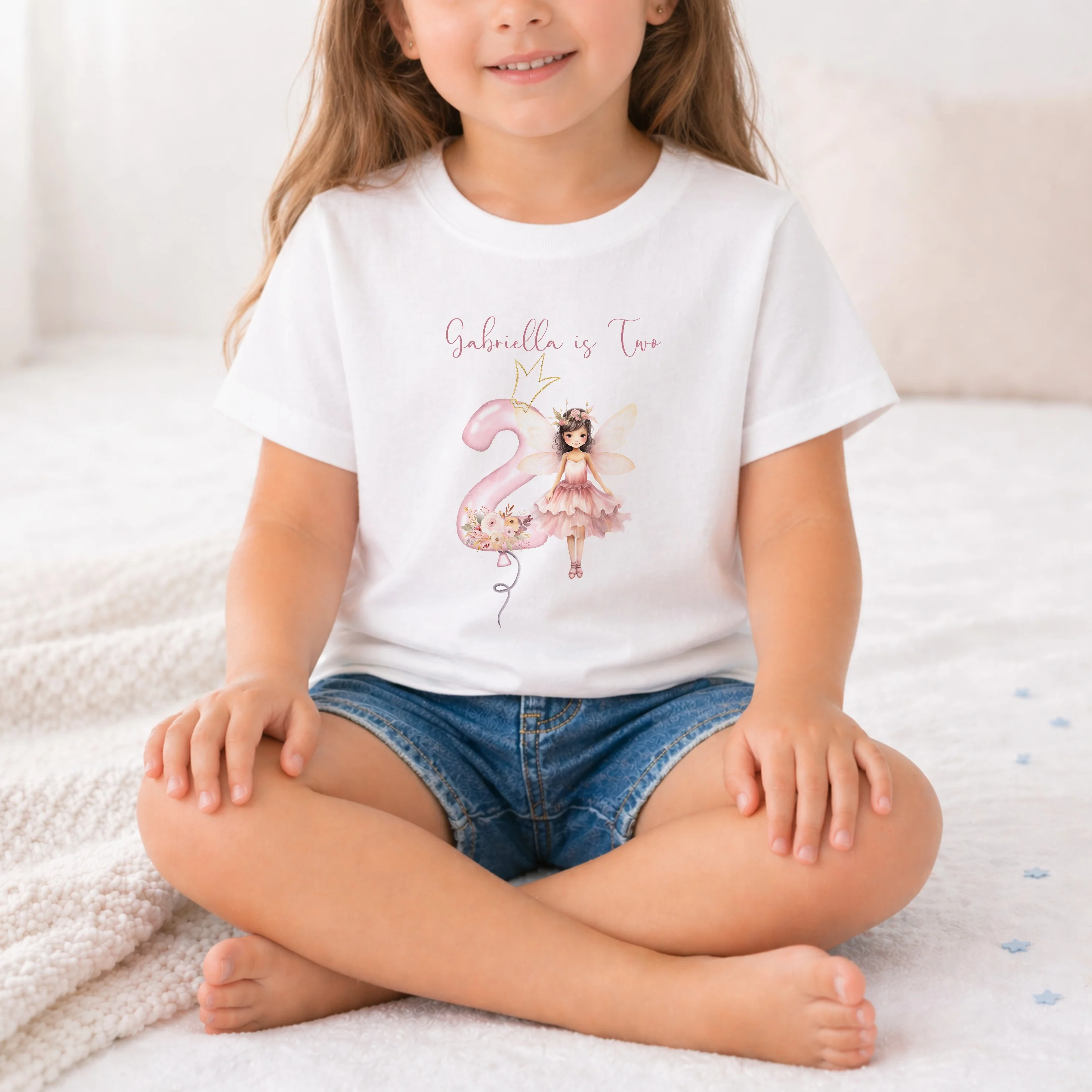 Personalised Pink Fairy Any Age Birthday Girl T-shirt - Image 2