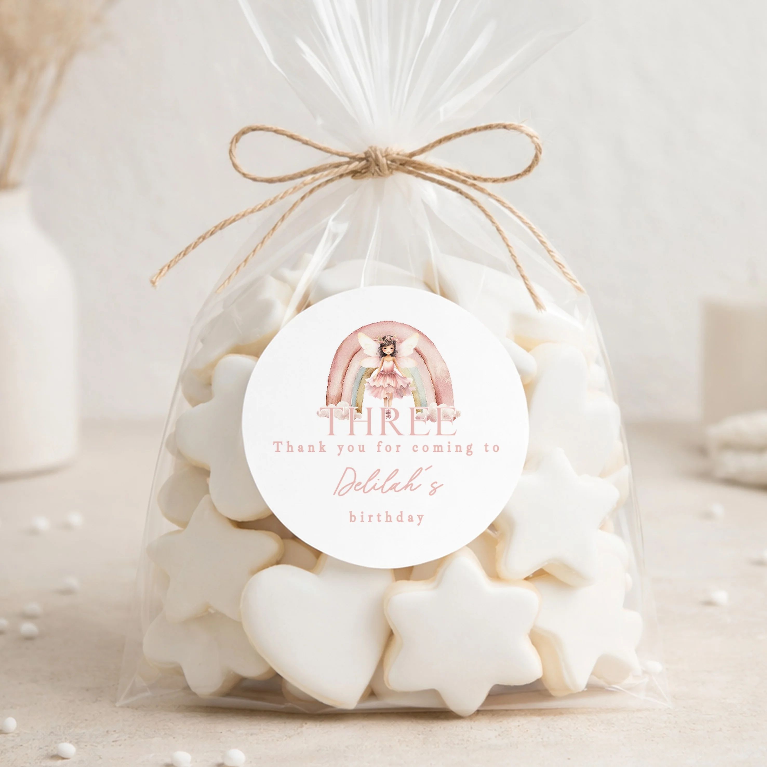 Personalised Pink Fairy Birthday Stickers - Image 5