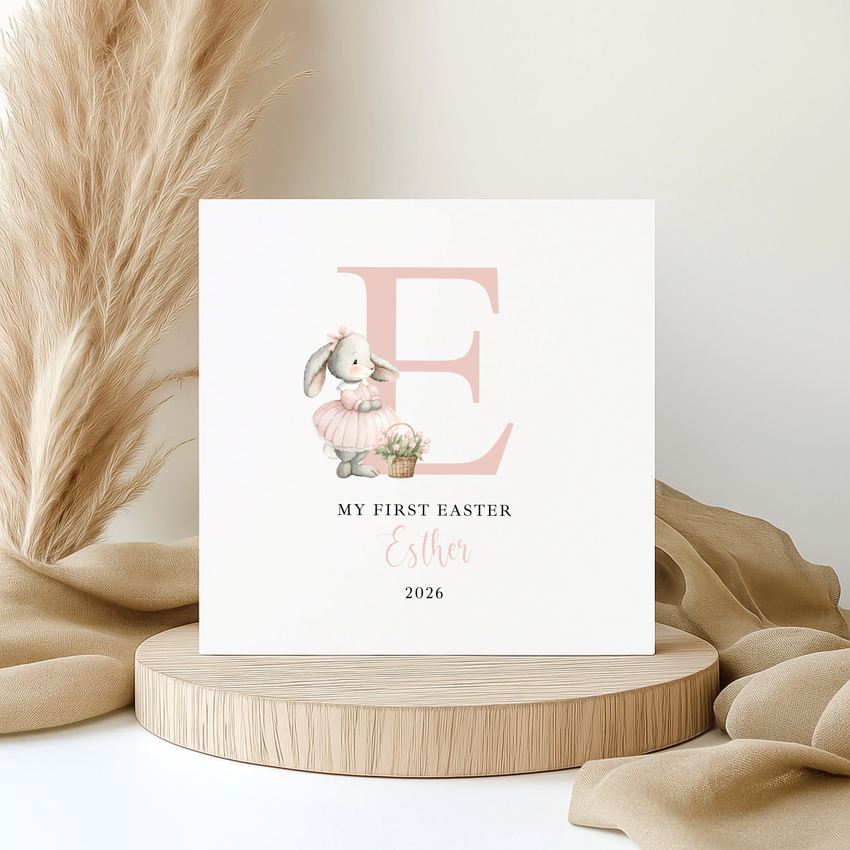 Personalised Pink Initial Bunny My First Easter Card - Image 4