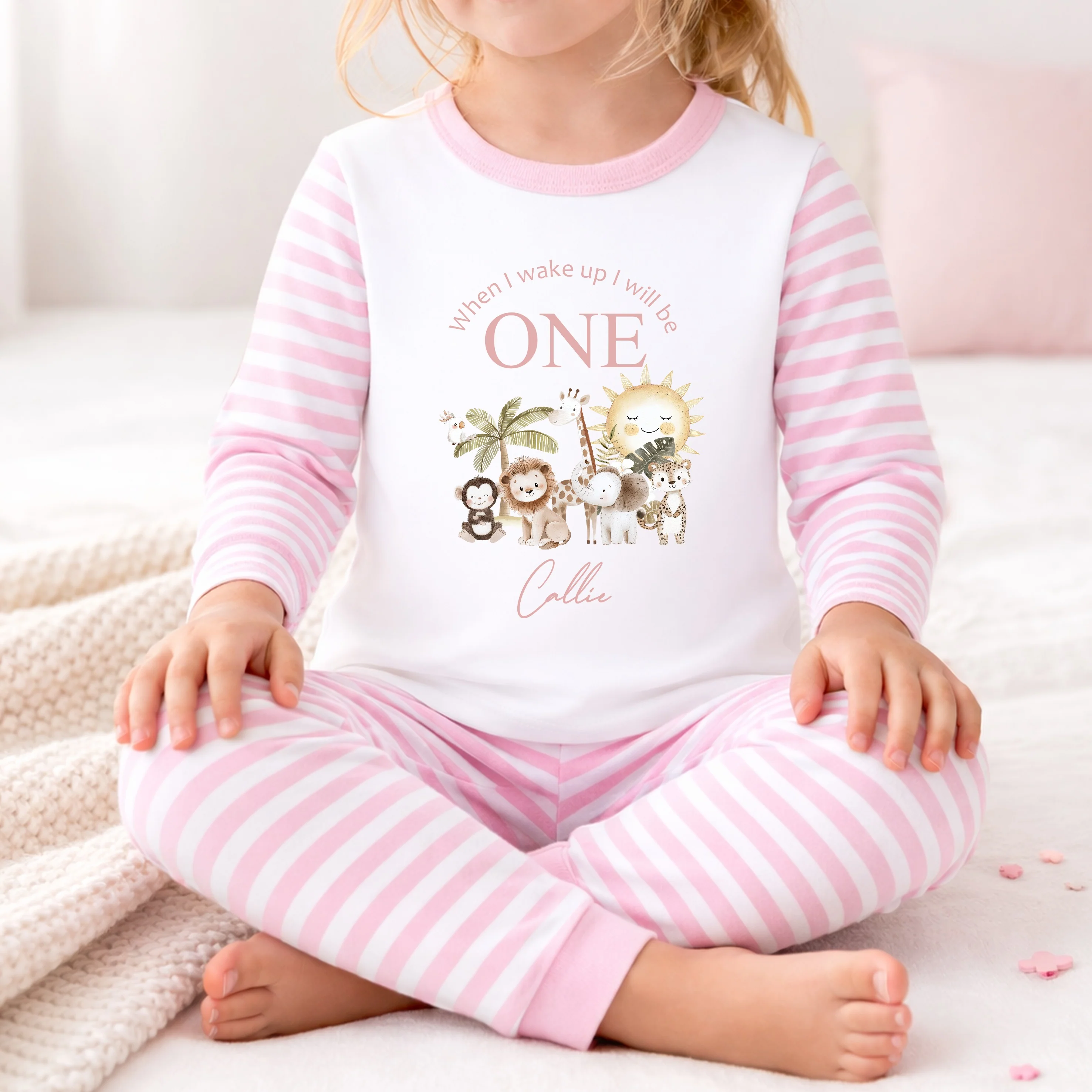 Personalised Pink Jungle First Birthday Pyjamas - Image 6