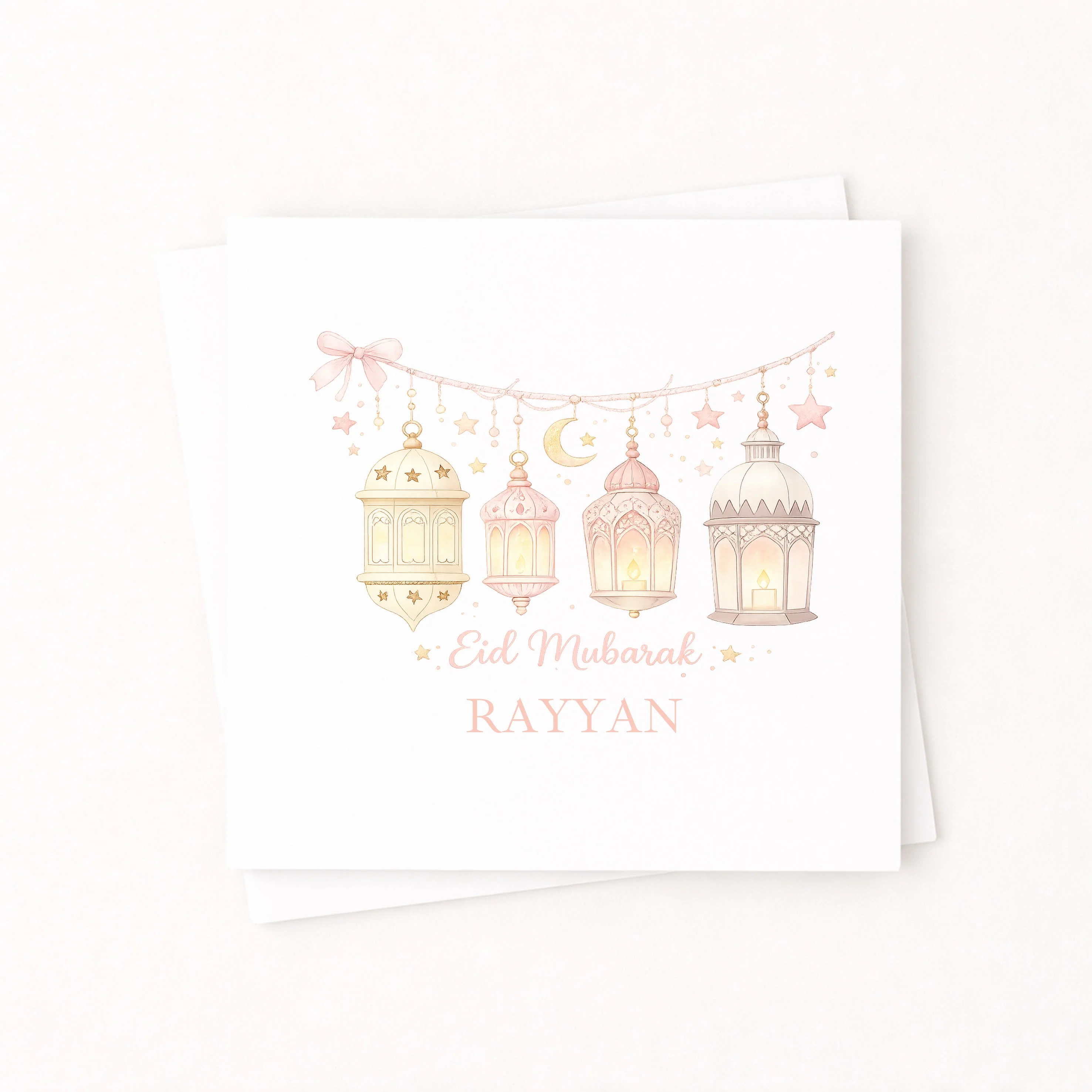 Personalised Pink Lanterns Eid Mubarak Card - Image 5