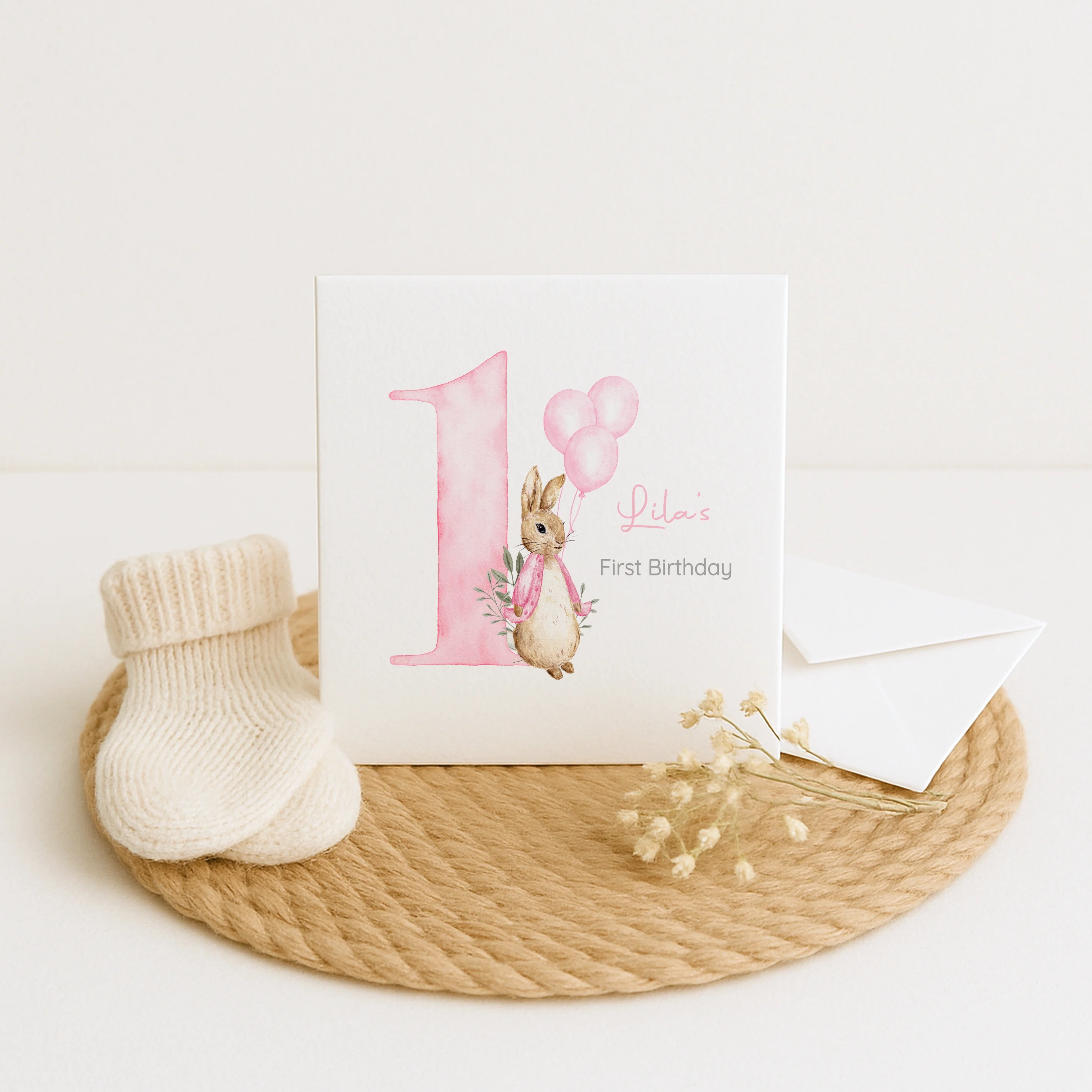 Personalised Pink Rabbit Any Age Birthday Card - Image 3