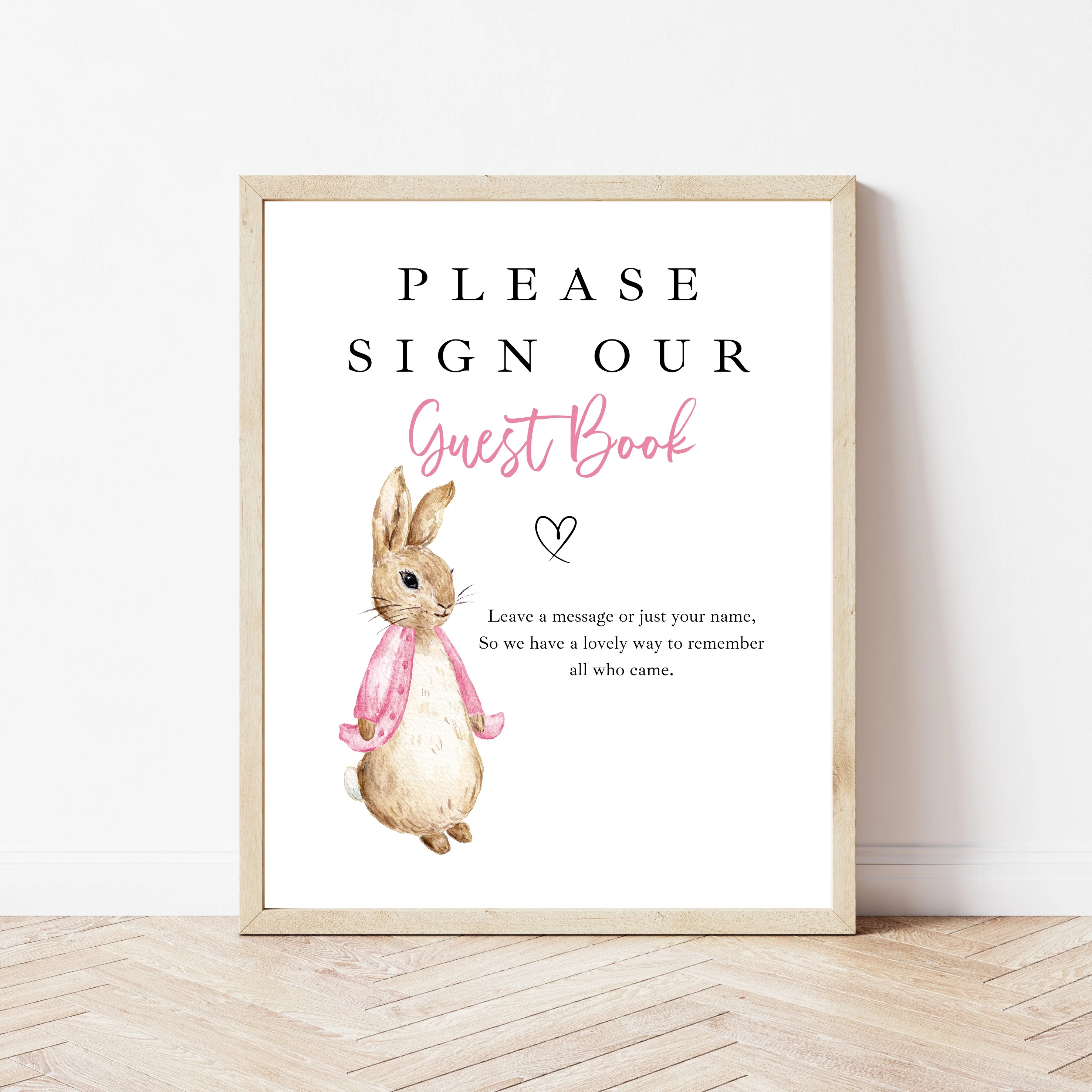 Personalised Pink Rabbit Any Age Birthday Party Guest Book - Image 4