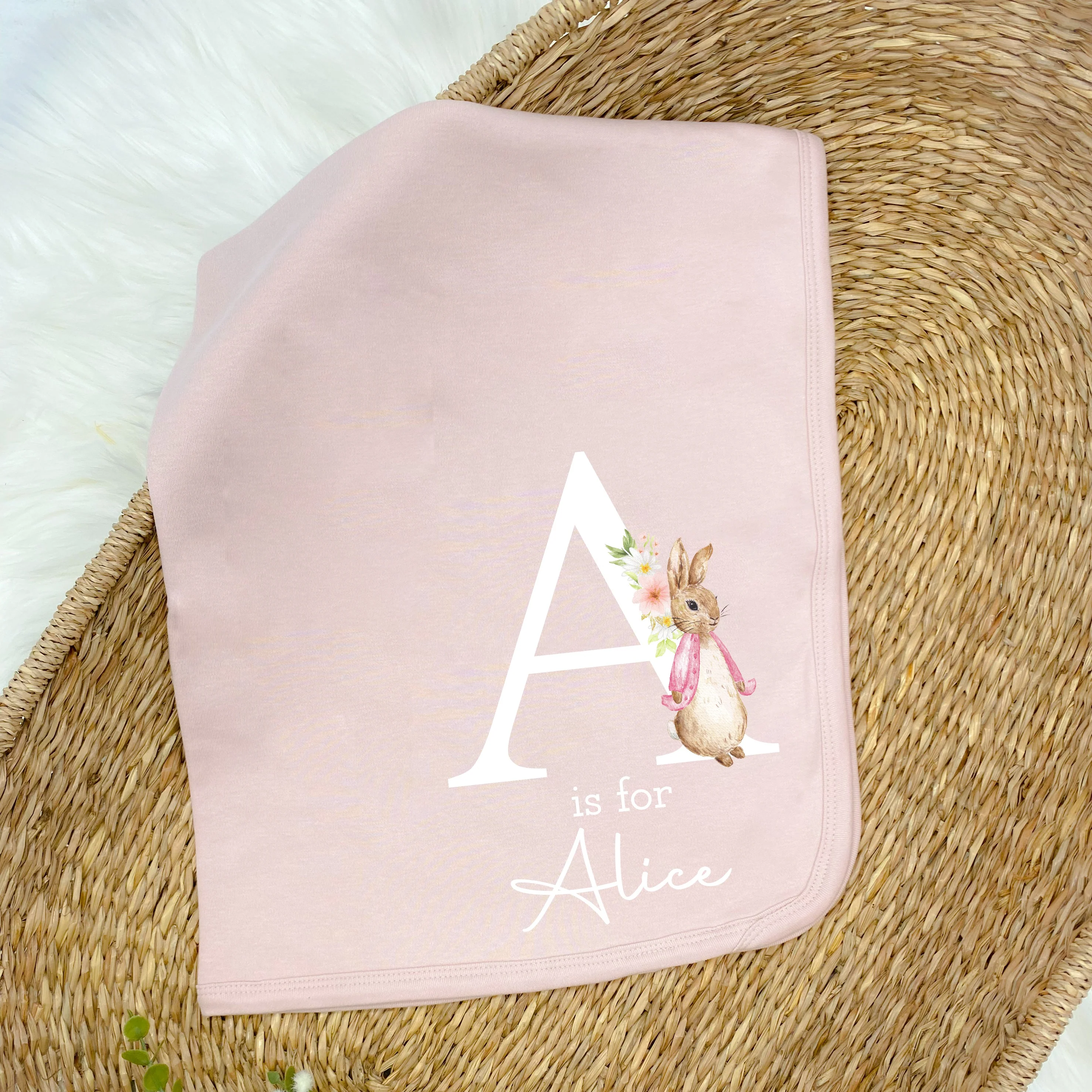 Personalised Pink Rabbit Initial Babygrow/Romper - Image 4