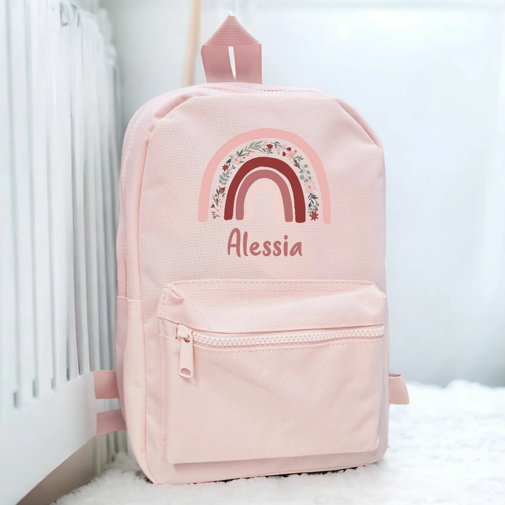 Personalised Pink Rainbow Backpack - Image 3