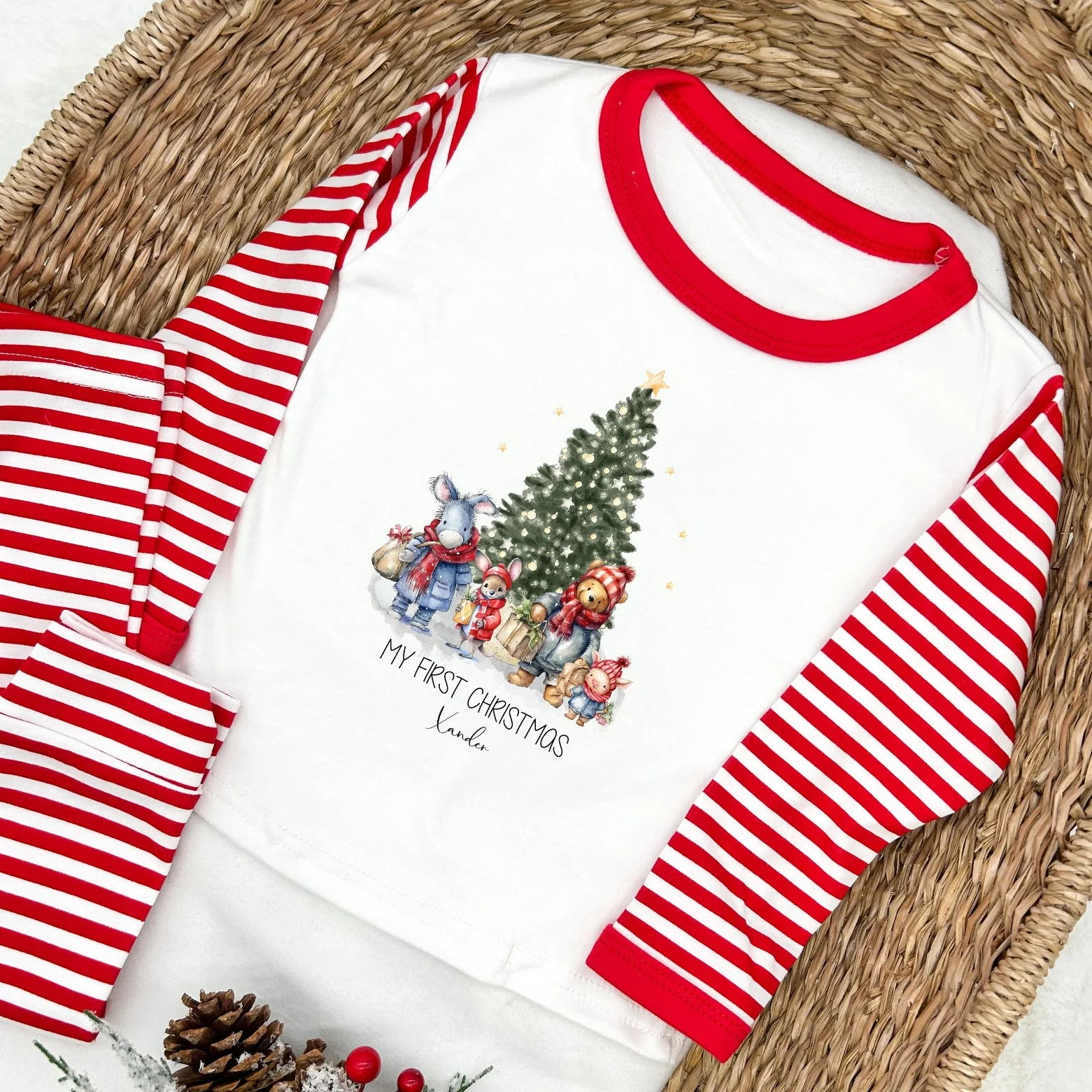 Personalised Pooh Bear Christmas Scene Pyjamas - Image 2