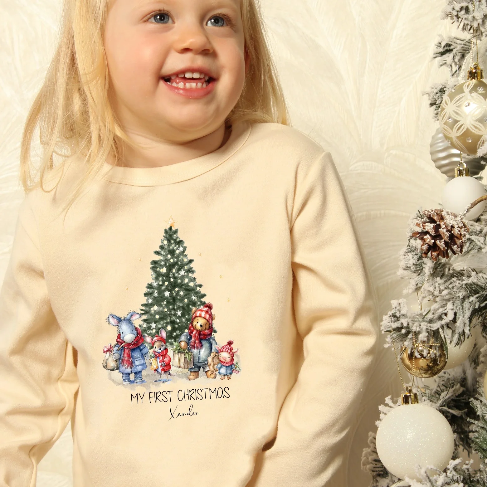 Personalised Pooh Bear Christmas Scene Pyjamas - Image 3