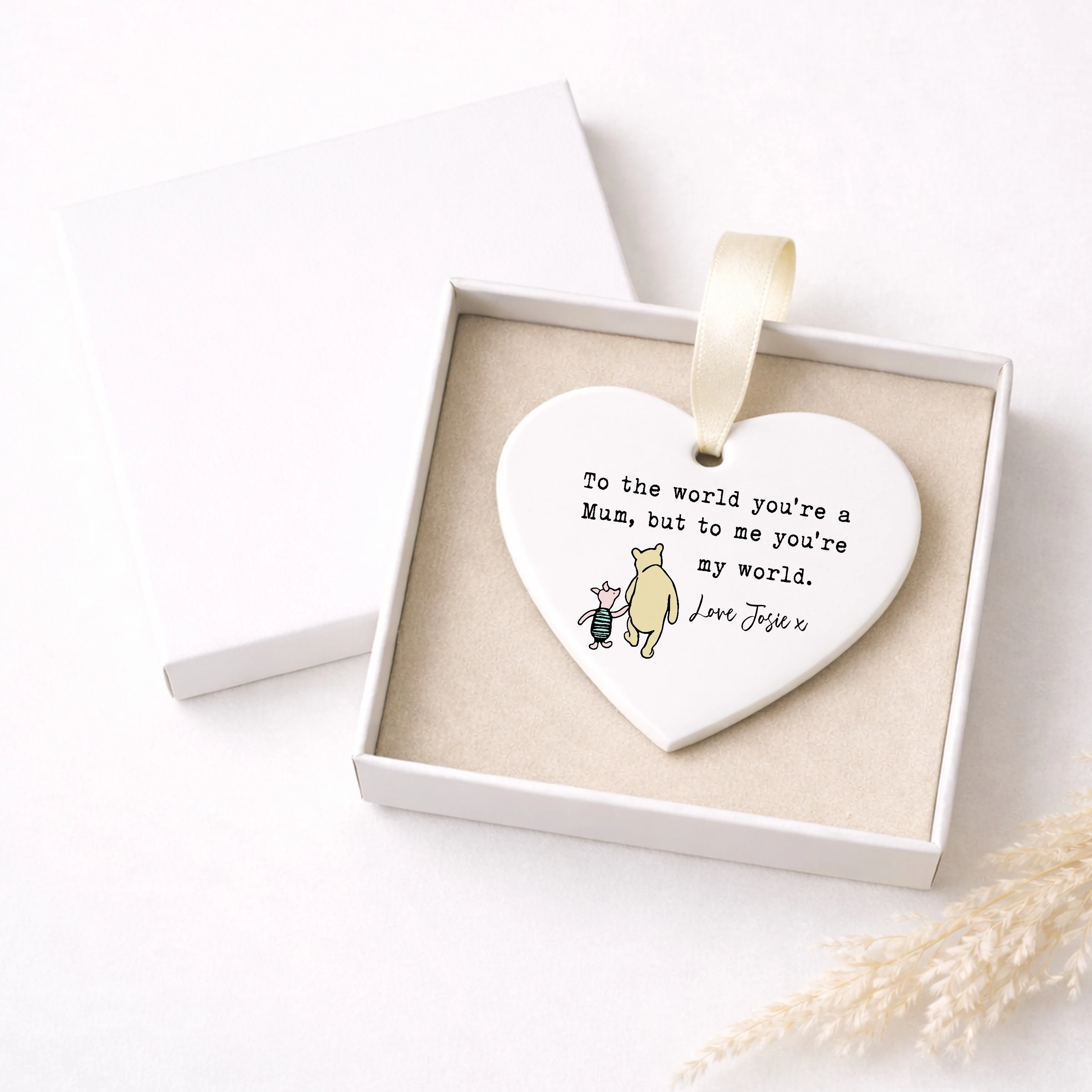 Personalised Pooh Bear Mum World To Me Ceramic Ornament - Image 2