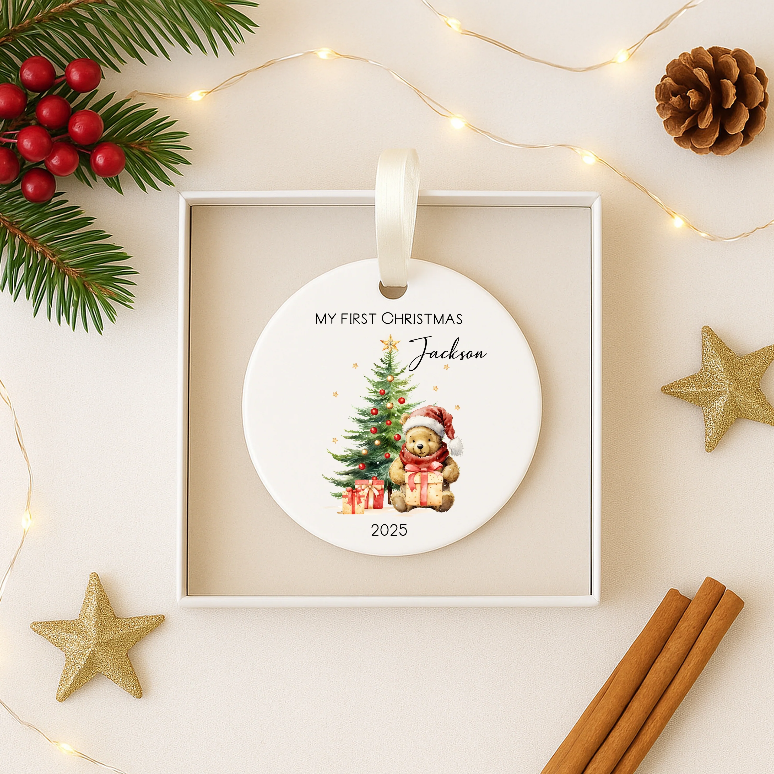 Personalised Pooh Bear My First Christmas Bauble - Image 3