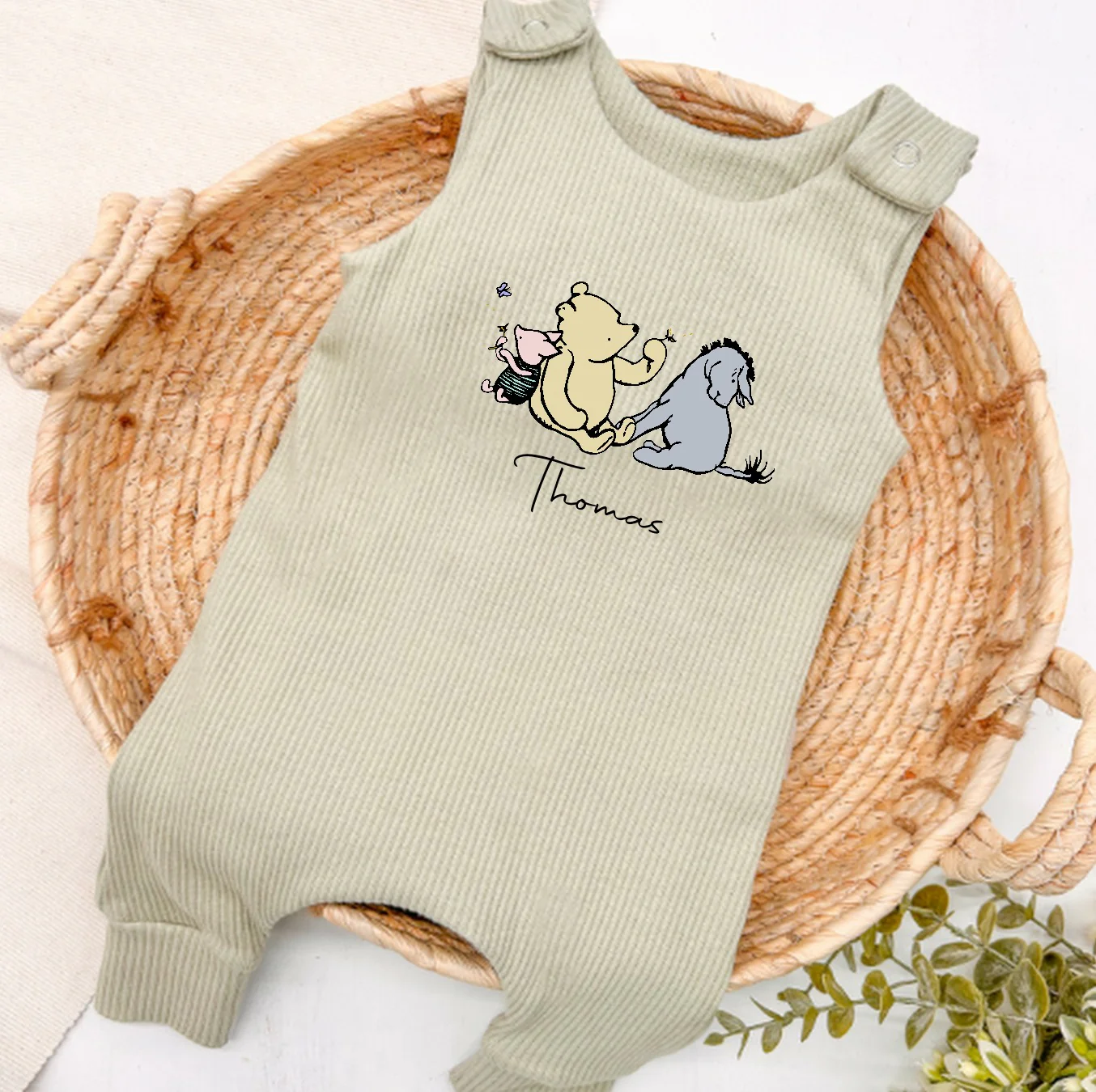 Personalised Pooh Bear Ribbed Dungarees - Image 4
