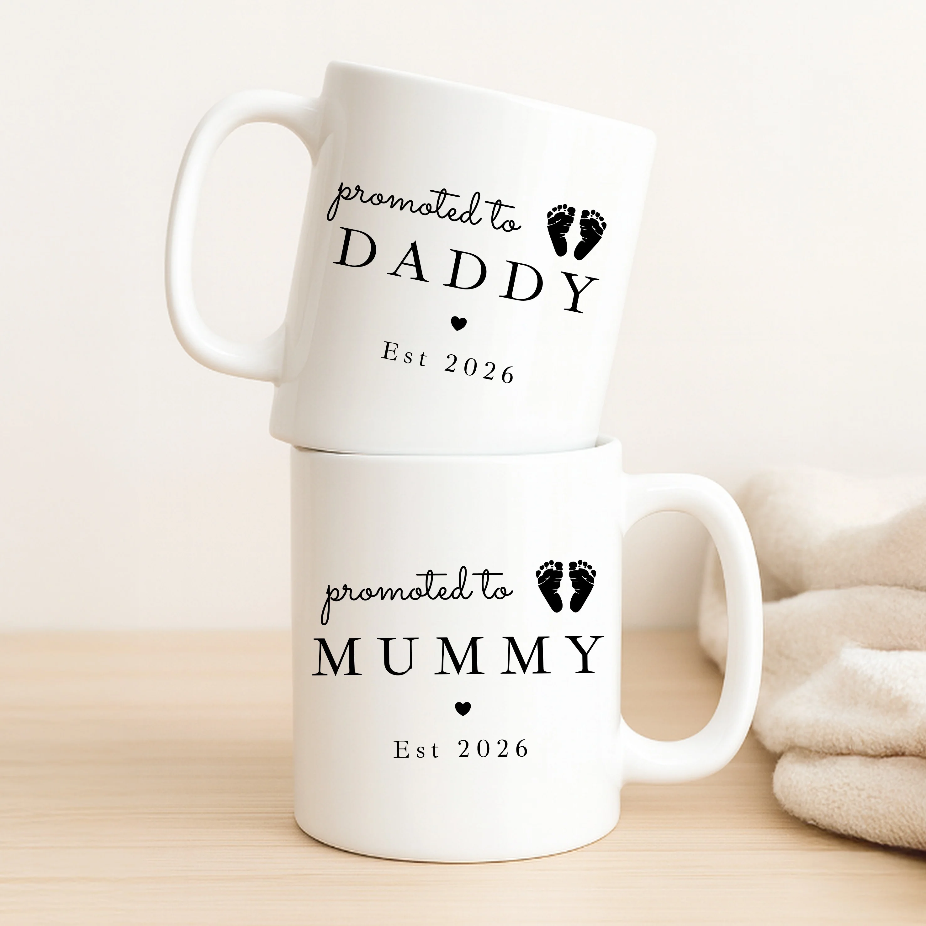 Personalised Promoted To Mummy & Daddy Mug Set