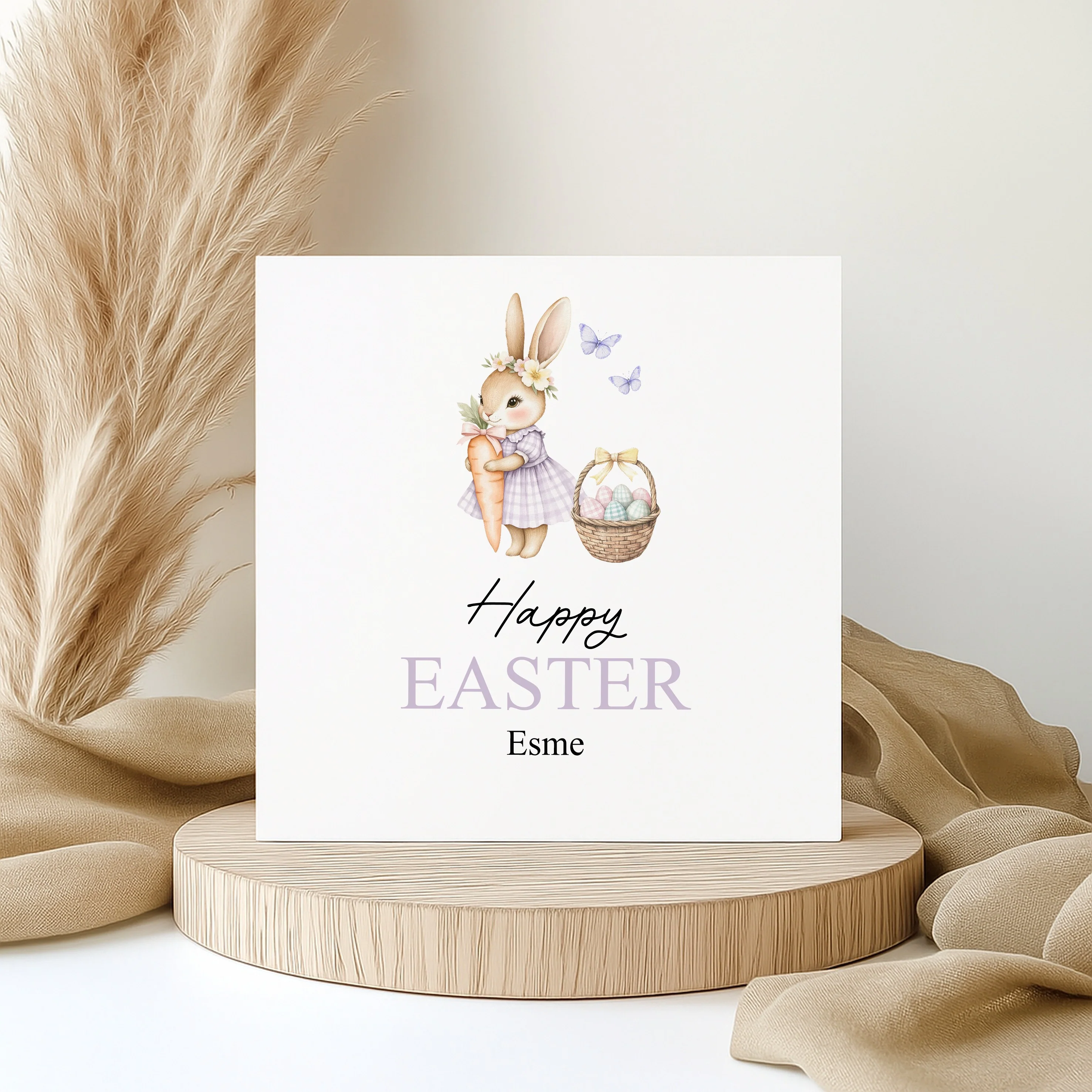 Personalised Purple Bunny Happy Easter Card - Image 3