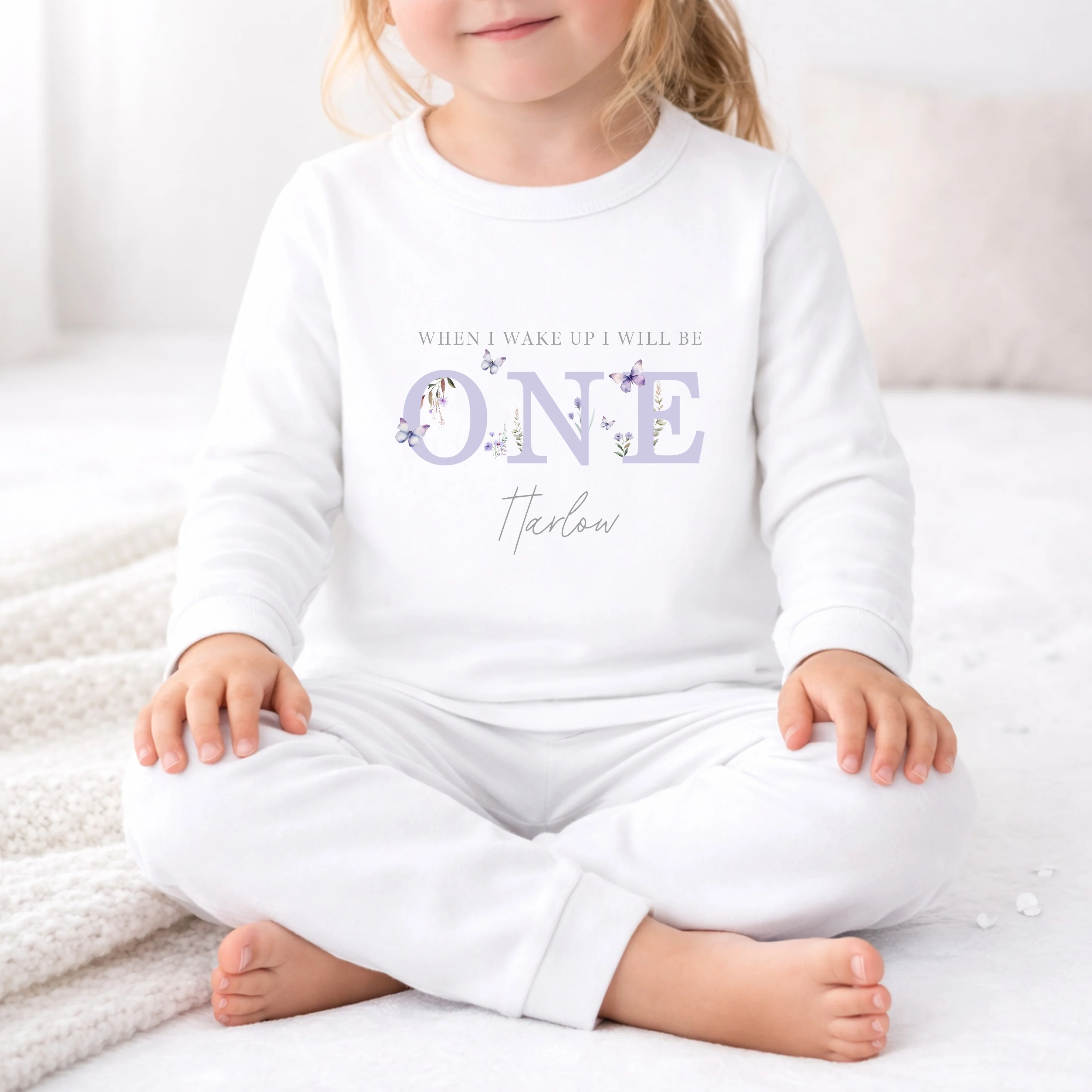 Personalised Purple Butterfly Any Age Birthday Pyjamas - Image 5
