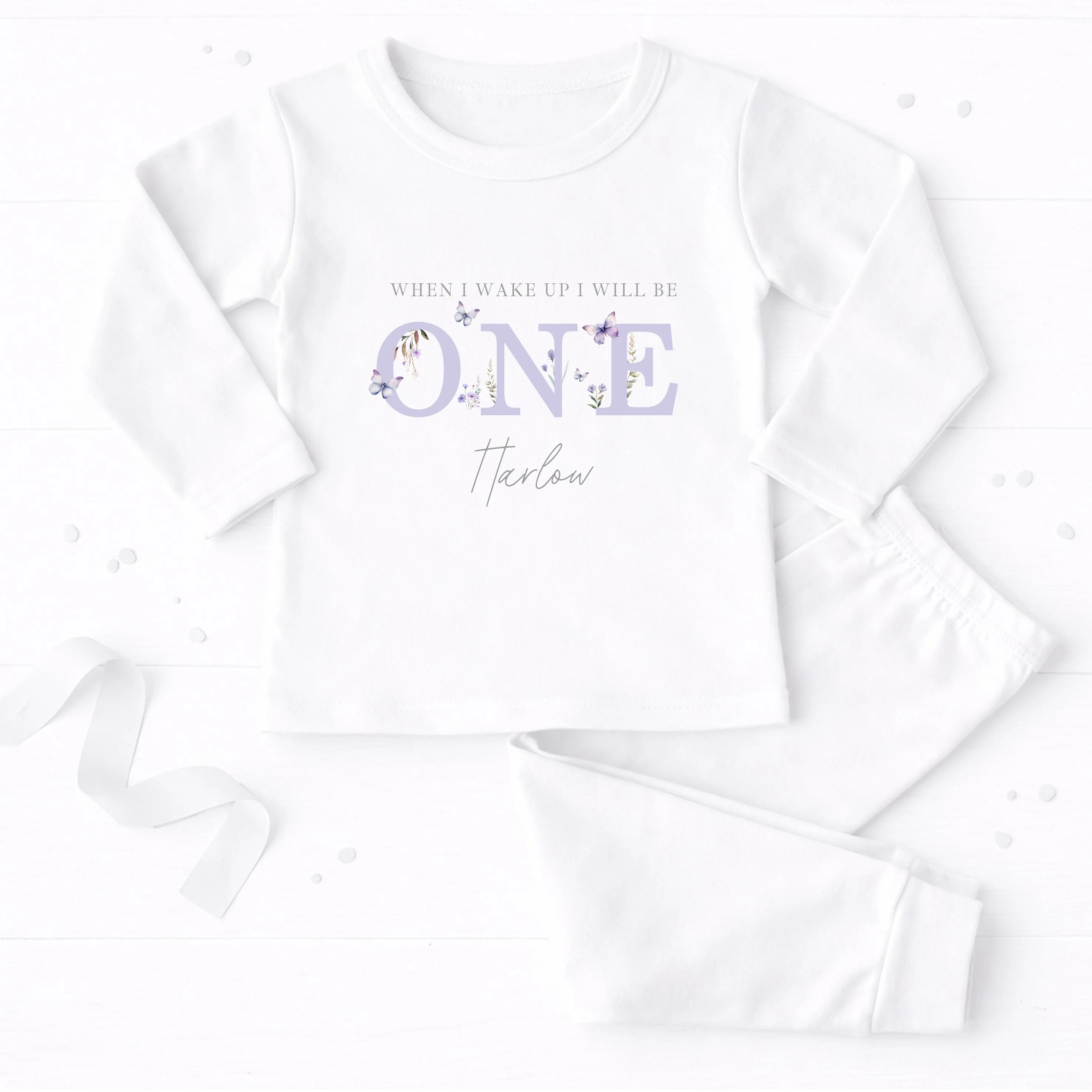 Personalised Purple Butterfly First Birthday Pyjamas - Image 4