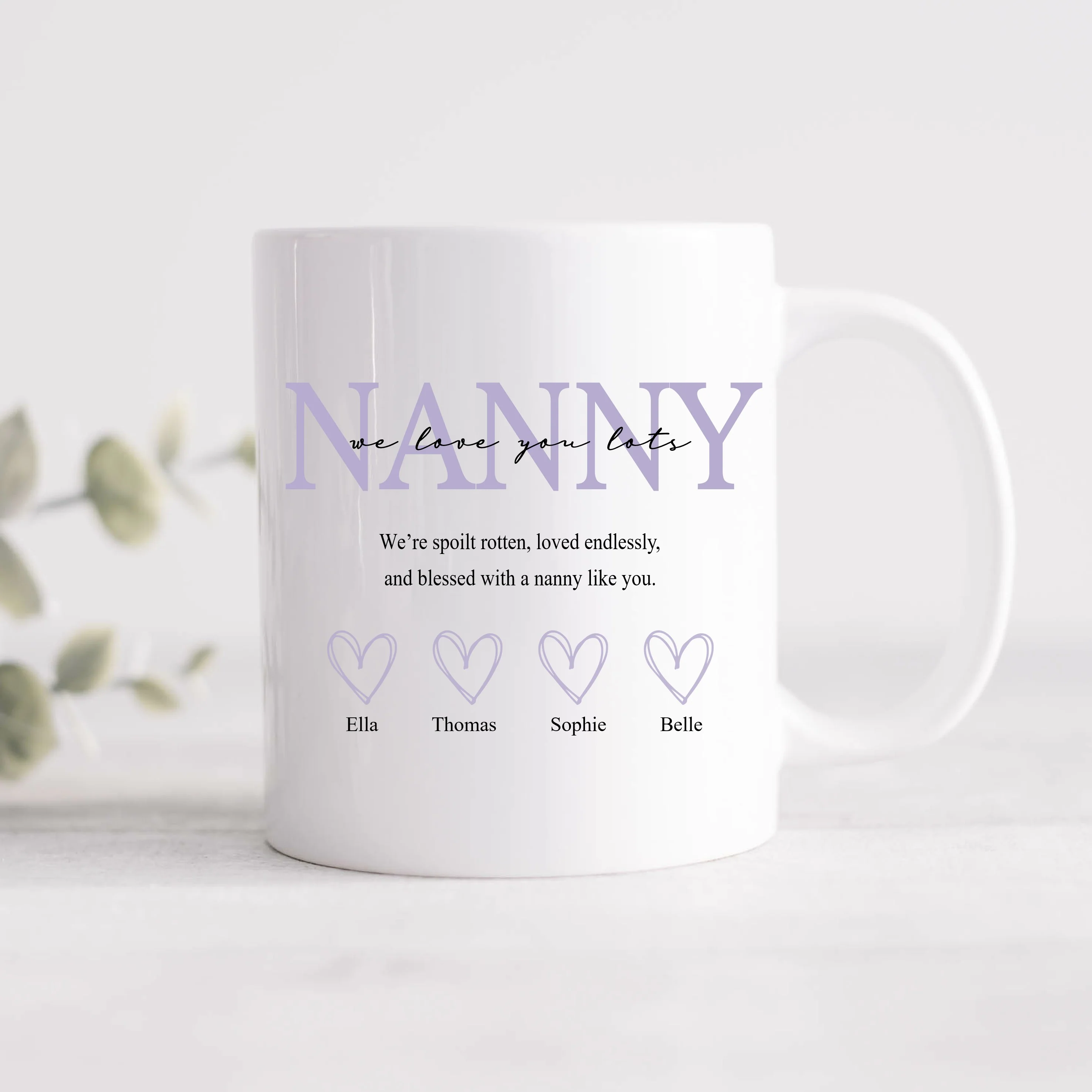 Personalised Purple Nanny We Love You Mug - Image 2