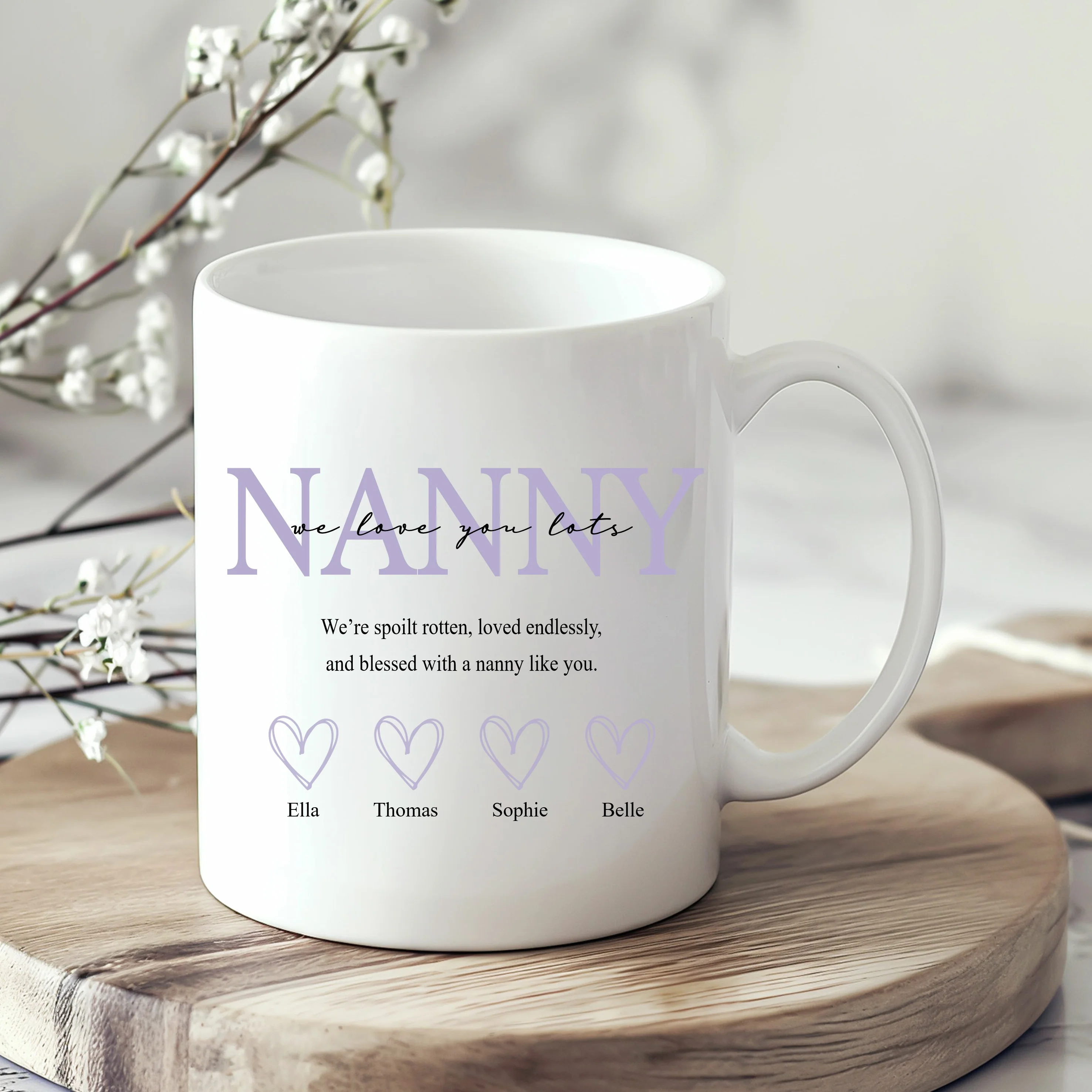 Personalised Purple Nanny We Love You Mug - Image 4