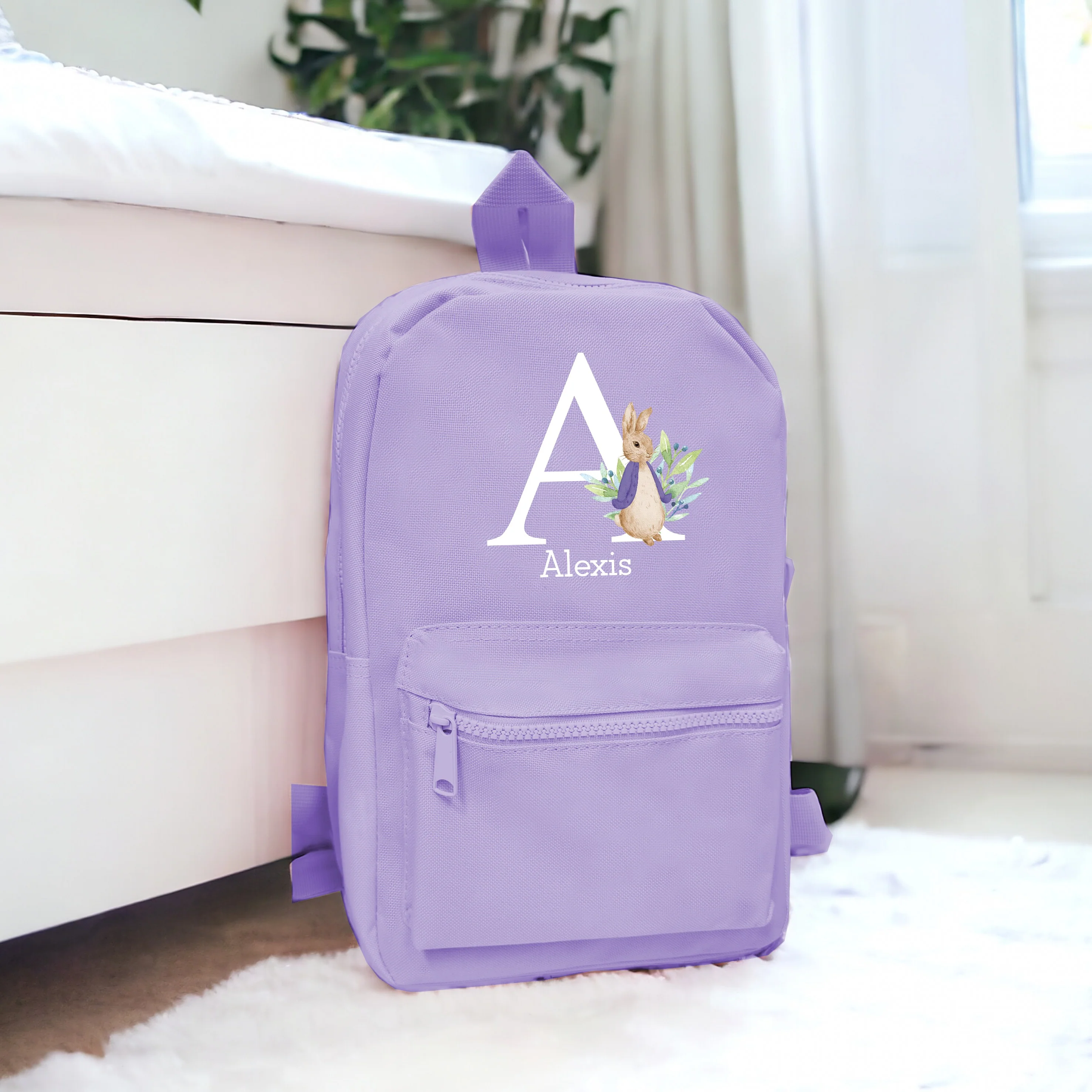 Personalised Purple Rabbit Initial Backpack - Image 3