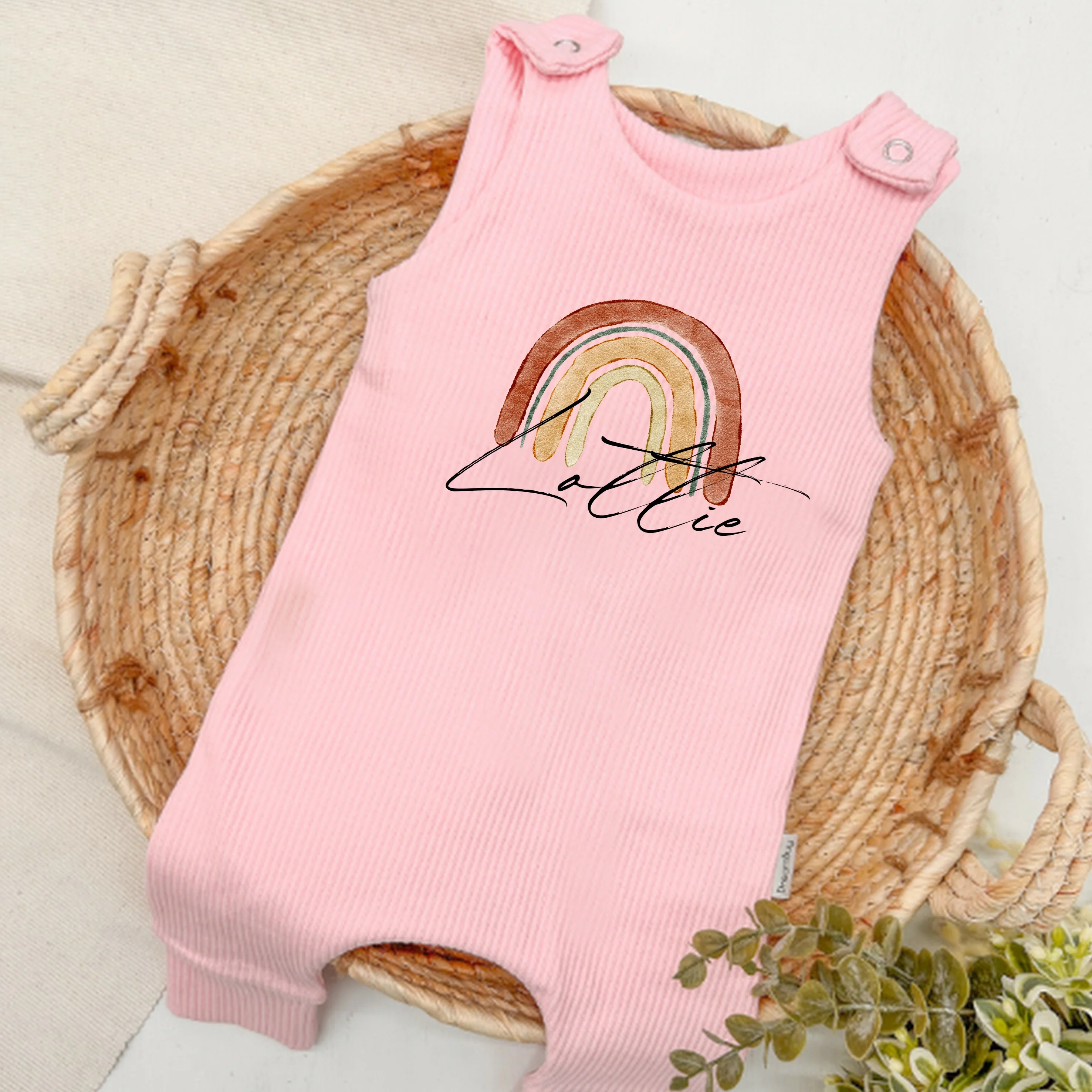 Personalised Rainbow Ribbed Dungarees - Image 3