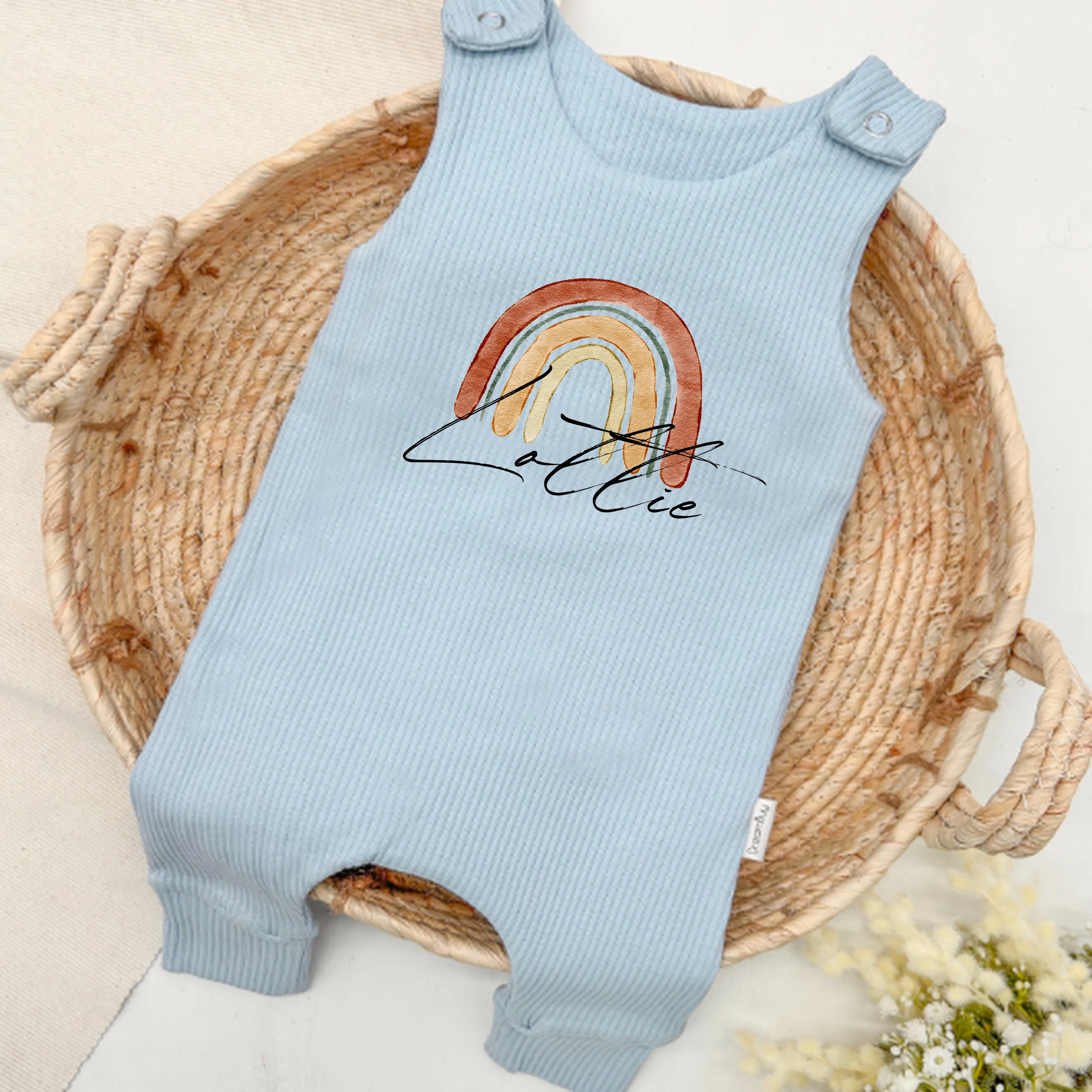 Personalised Rainbow Ribbed Dungarees - Image 5