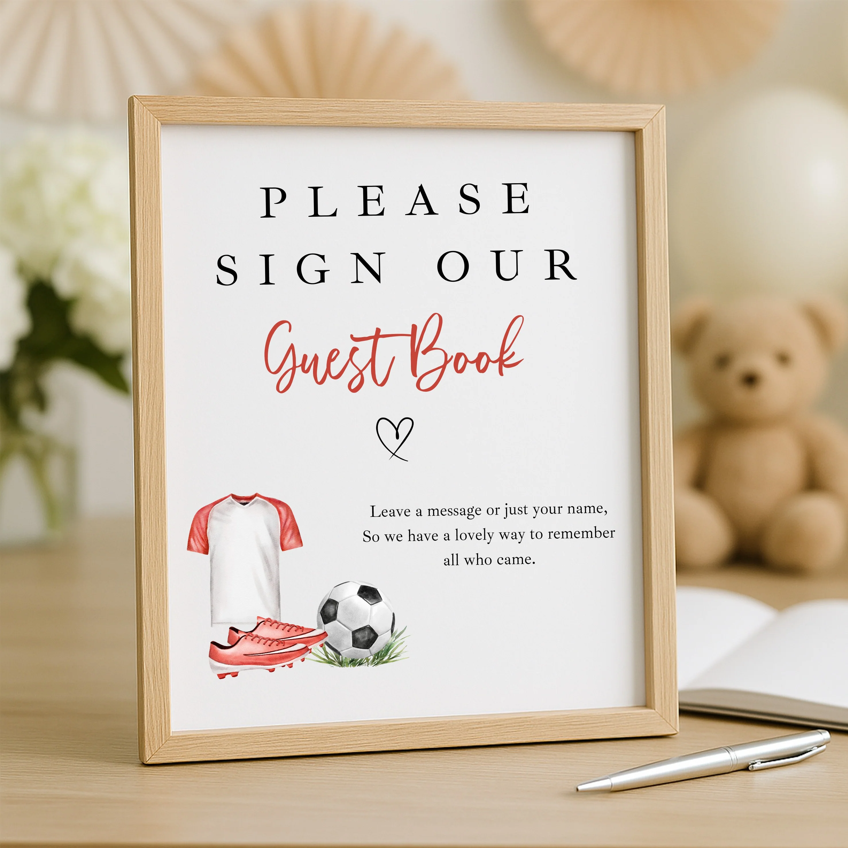 Personalised Red Football First Birthday Guest Book - Image 5