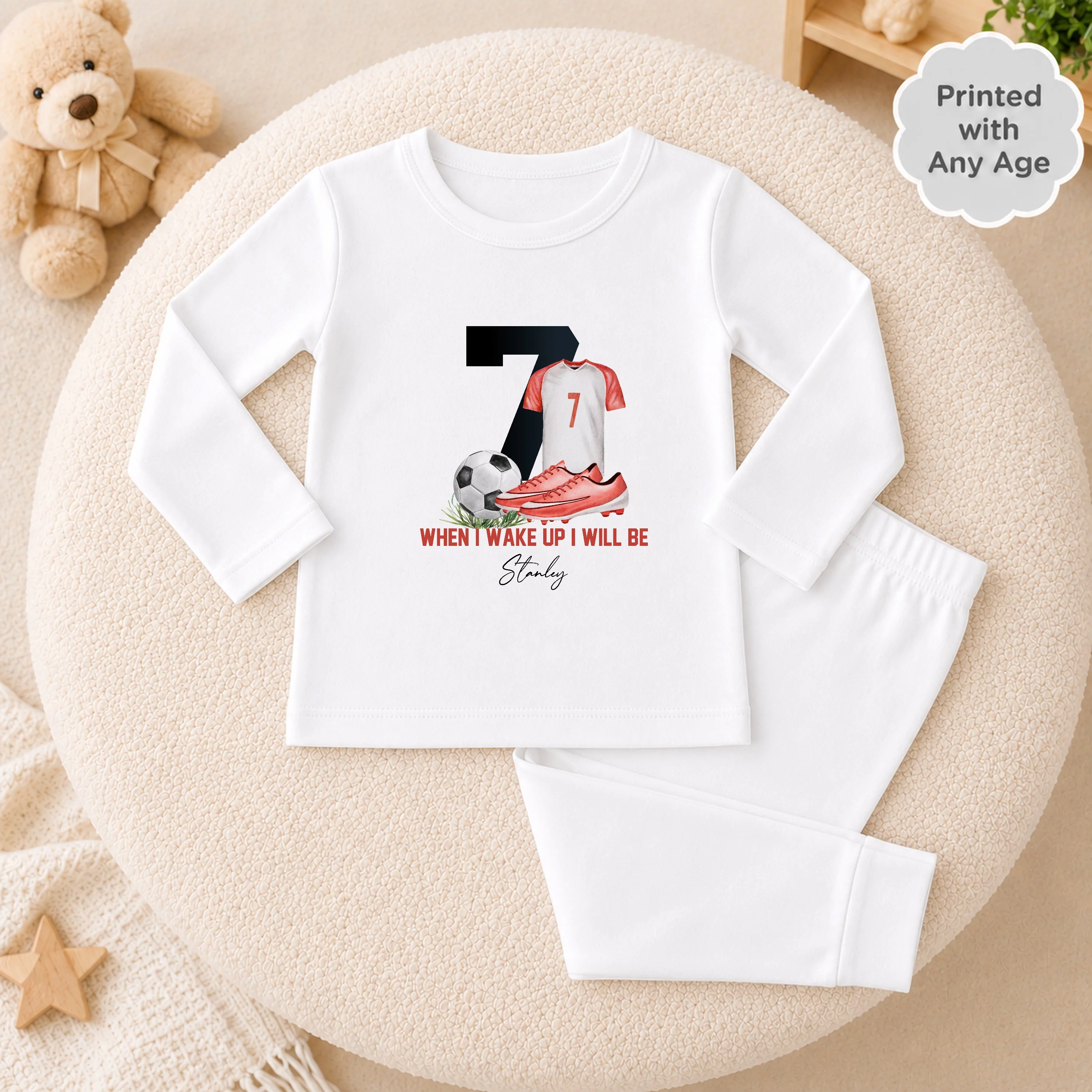 Personalised Red Football Any Age Birthday Pyjamas - Image 2