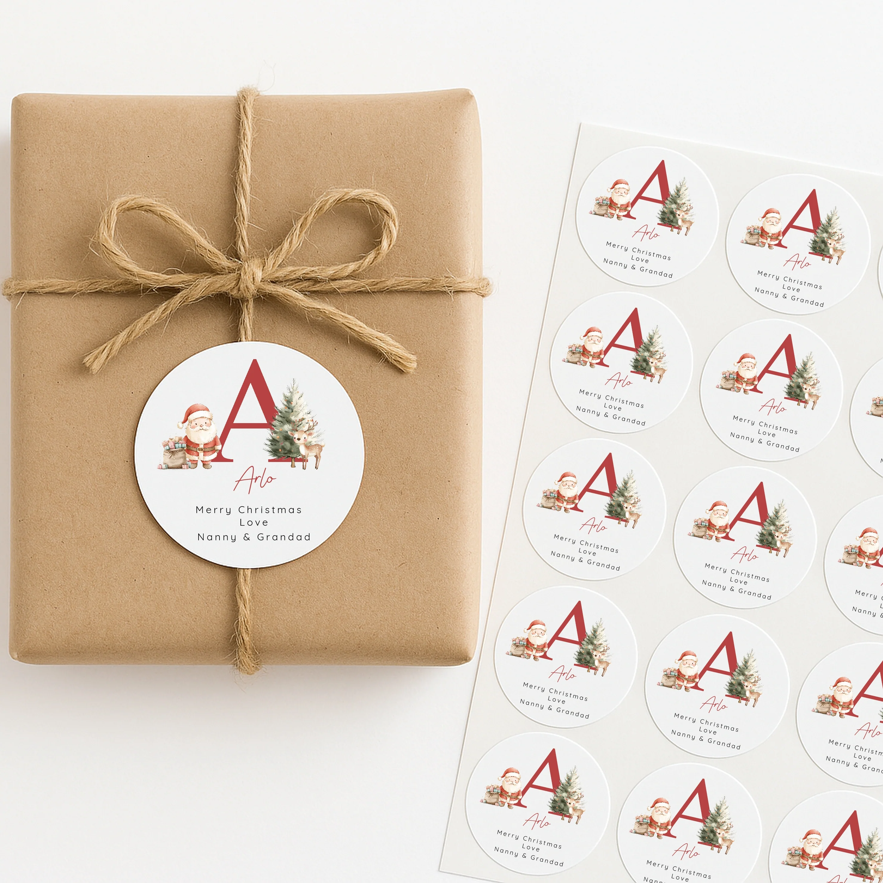 Personalised Red Initial Christmas Stickers - Image 2