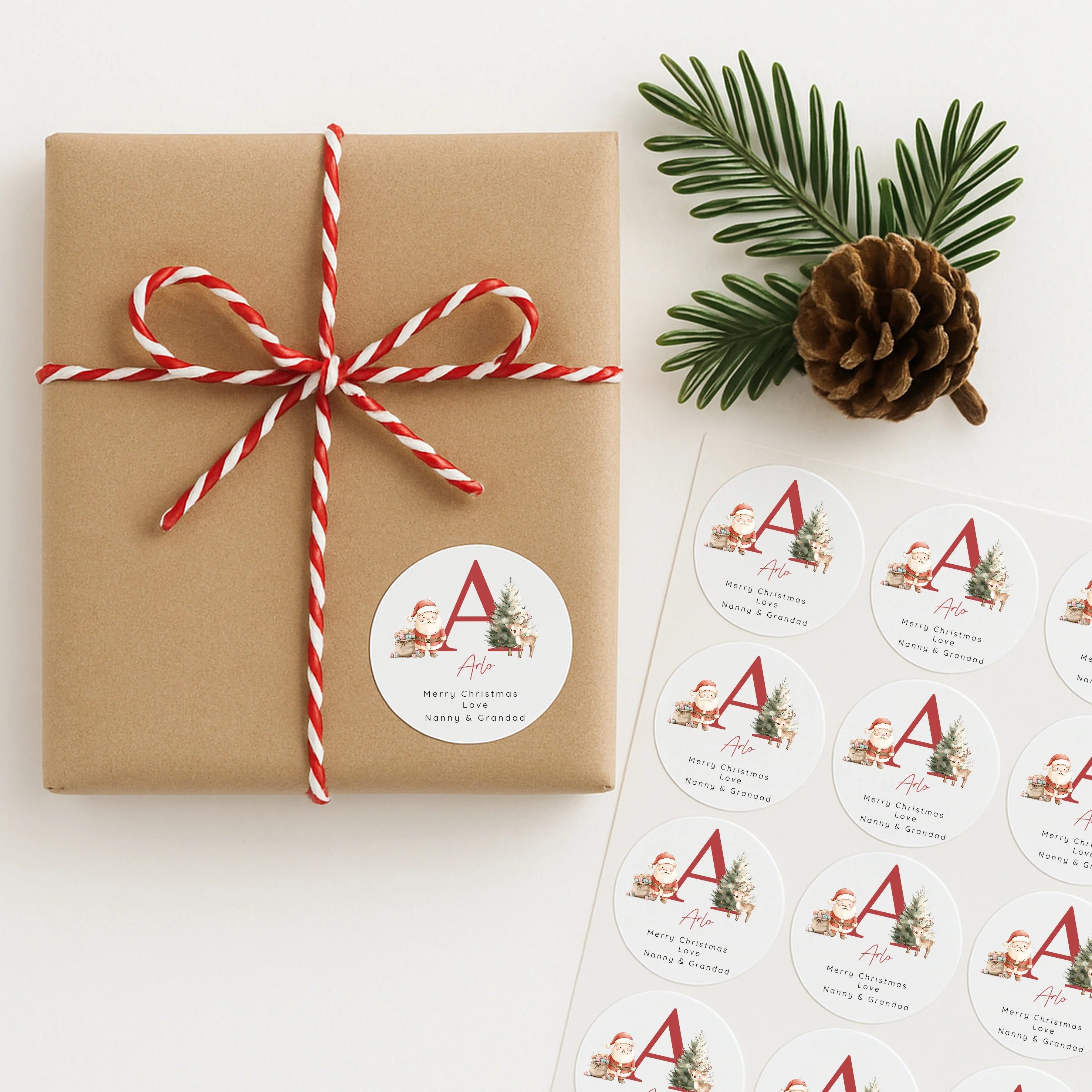 Personalised Red Initial Christmas Stickers - Image 3