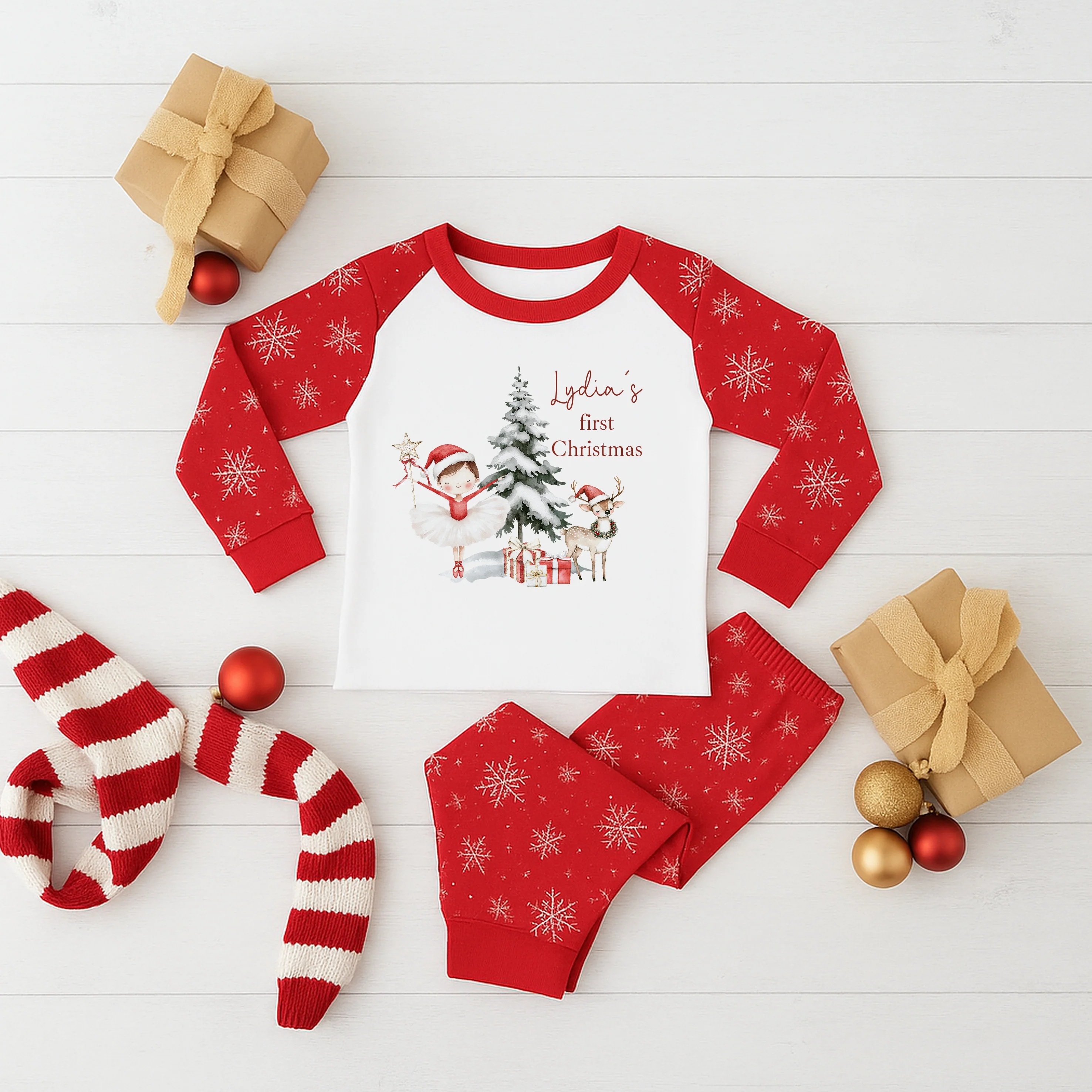 Personalised Red Nutcracker Sibling Matching Snowflake Christmas Babygrow/Pyjamas - Image 3