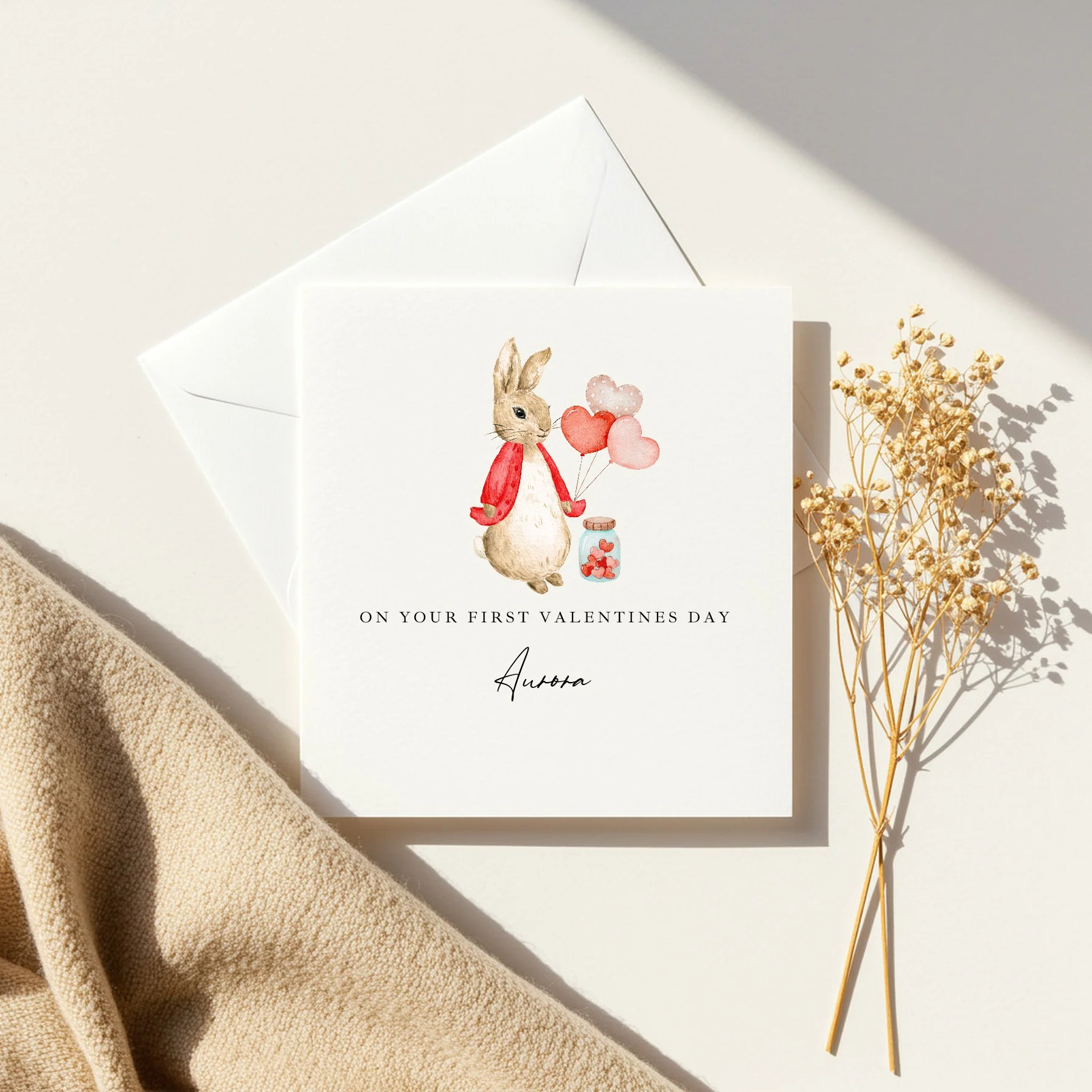 Personalised Red Rabbit First Valentine's Day Card - Image 4